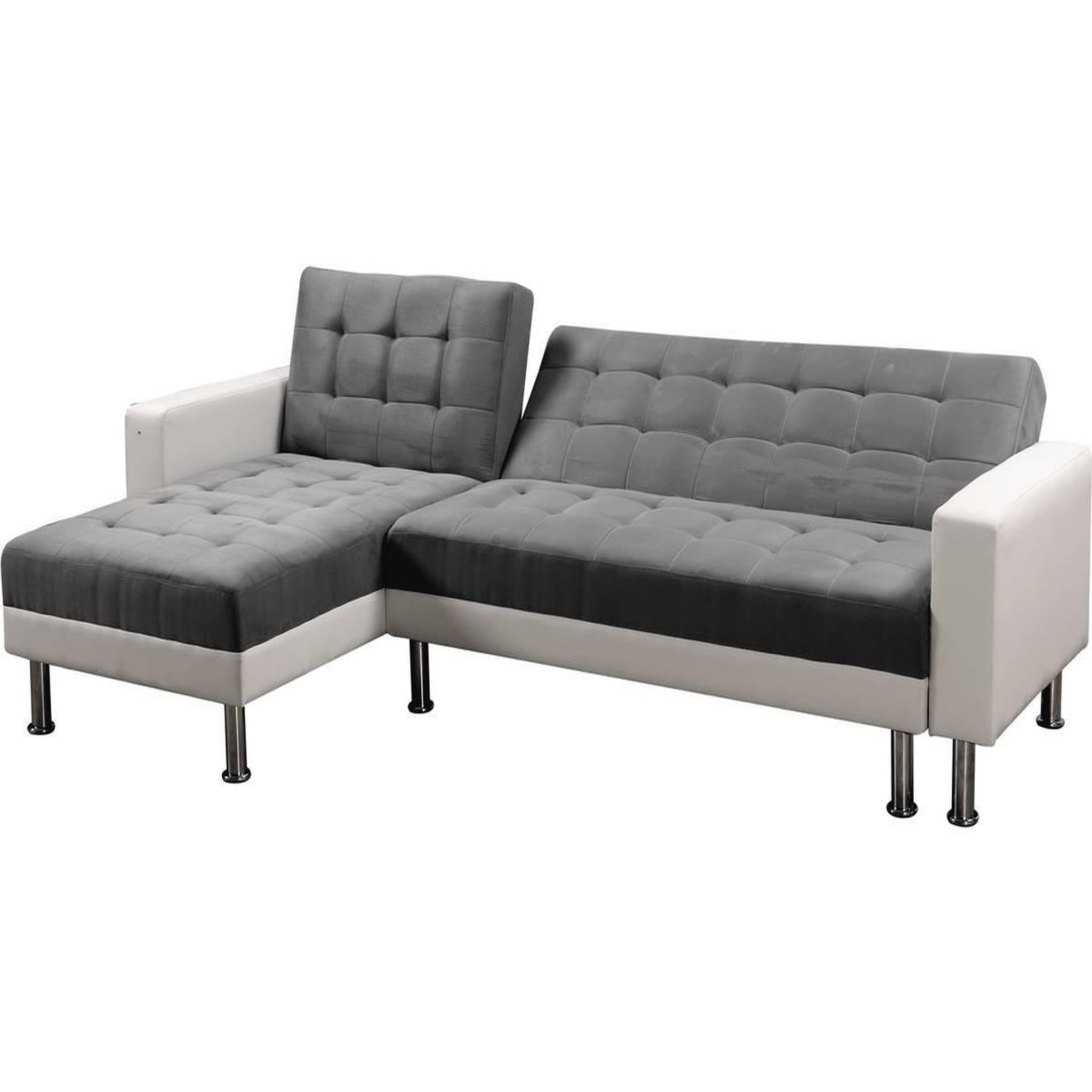 Voir la diapositive 4 : Habitat et Jardin Canapé d'angle convertible et réversible  theo  - 258 x 82/147 x 82 cm - 4 places -gris/blanc