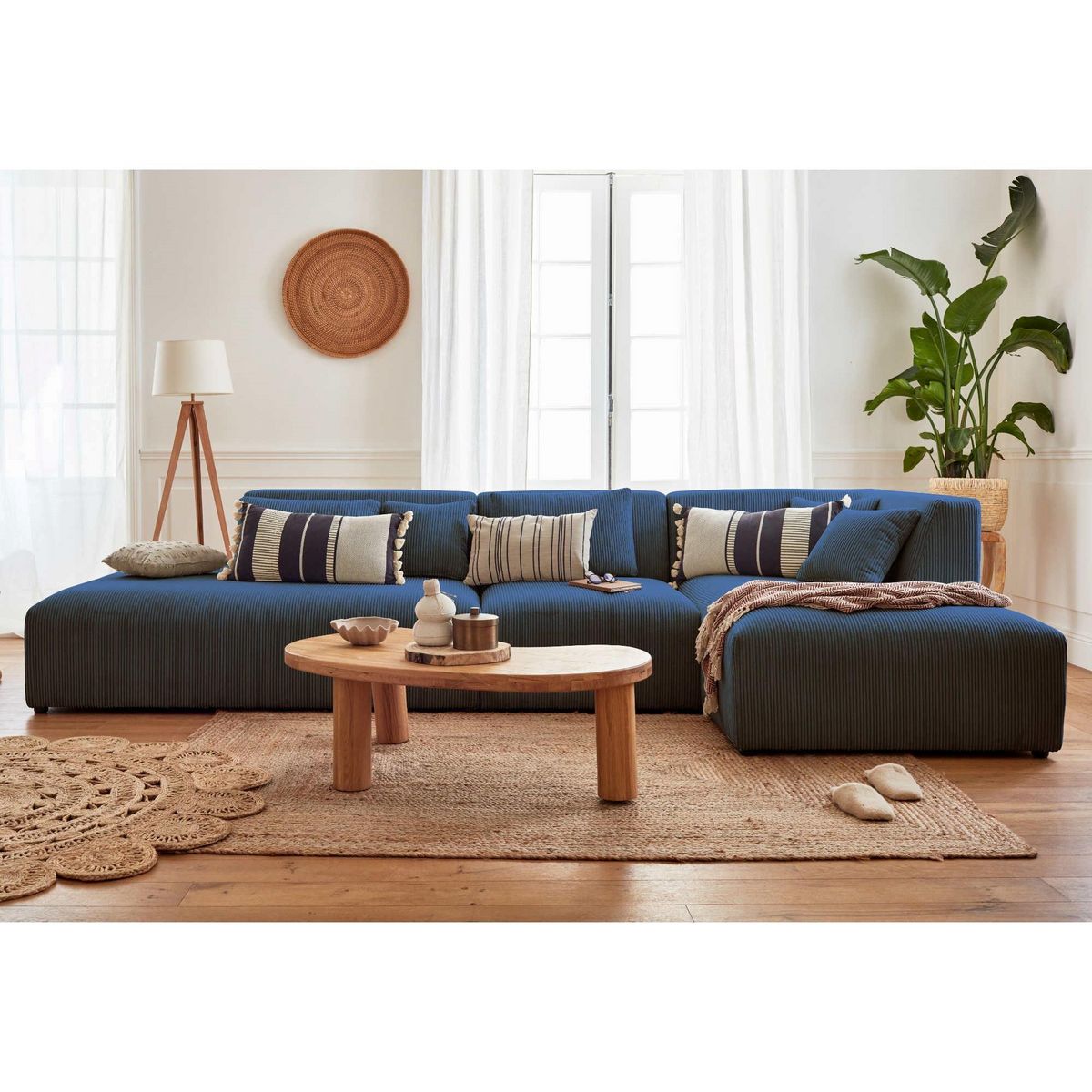 LISA DESIGN Victoire - canapé modulable d'angle droit - 5 places - en velours côtelé