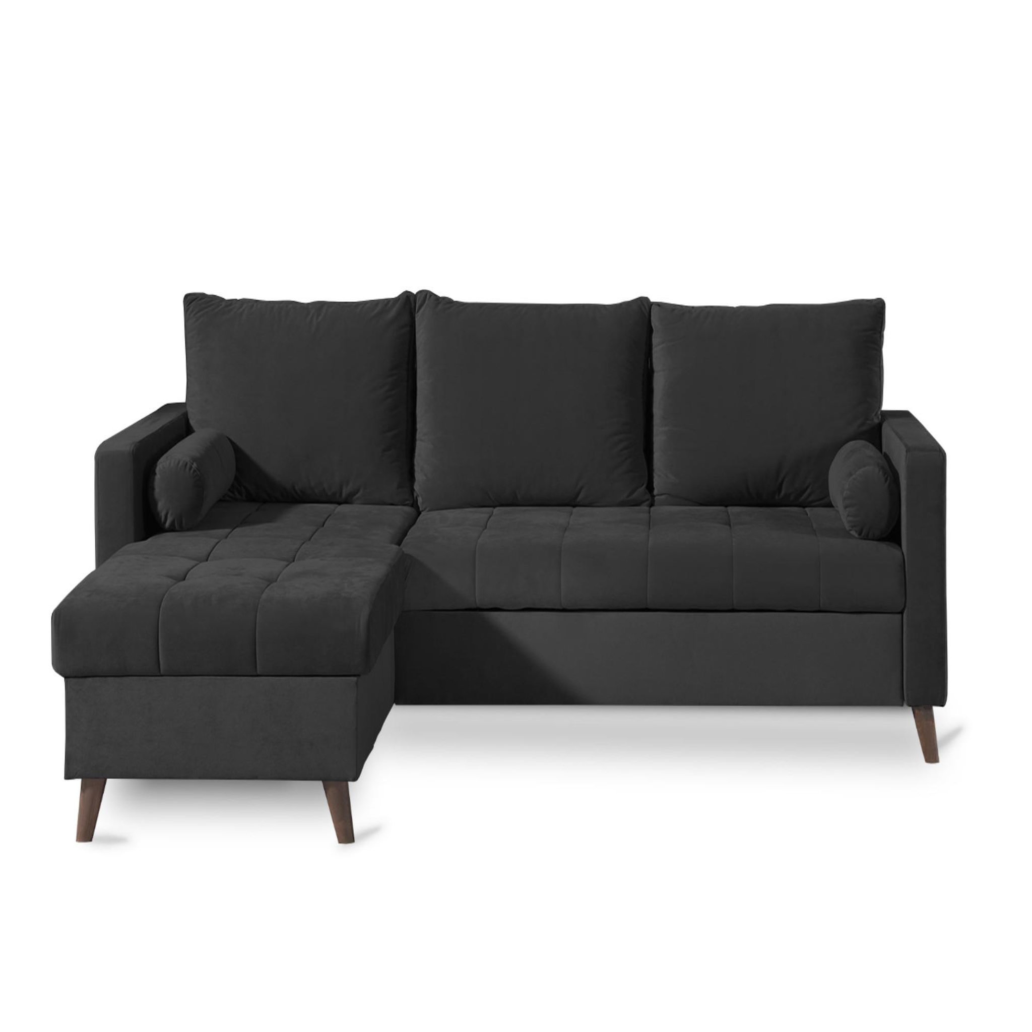 Voir la diapositive 1 : BEST MOBILIER Polar - canapé d'angle réversible convertible - en velours au design scandinave - 4 places