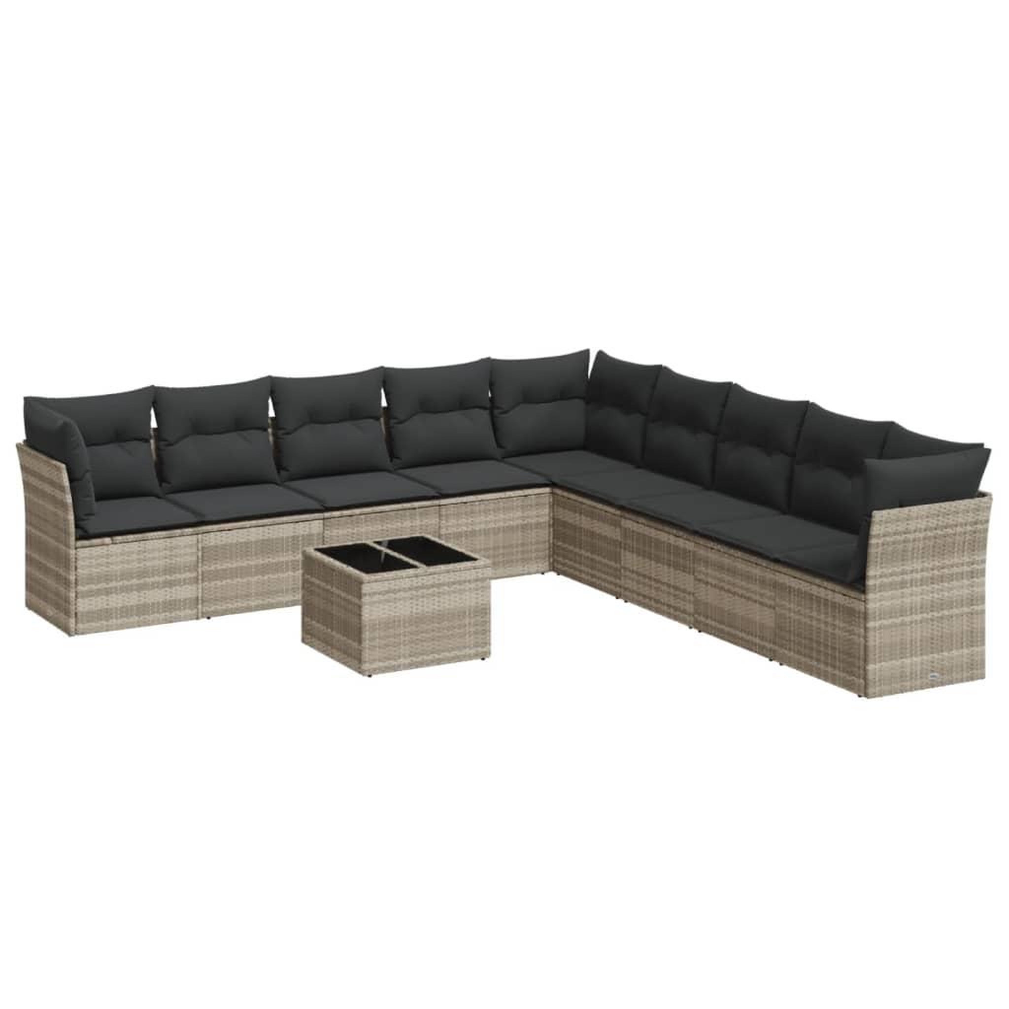 Voir la diapositive 2 : VIDAXL Salon de jardin avec coussins 10 pcs gris clair resine tressee