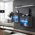 Paris Prix Lot de 2 Vitrines Murales & Étagère  Switch SBIII  130cm Gris & Blanc