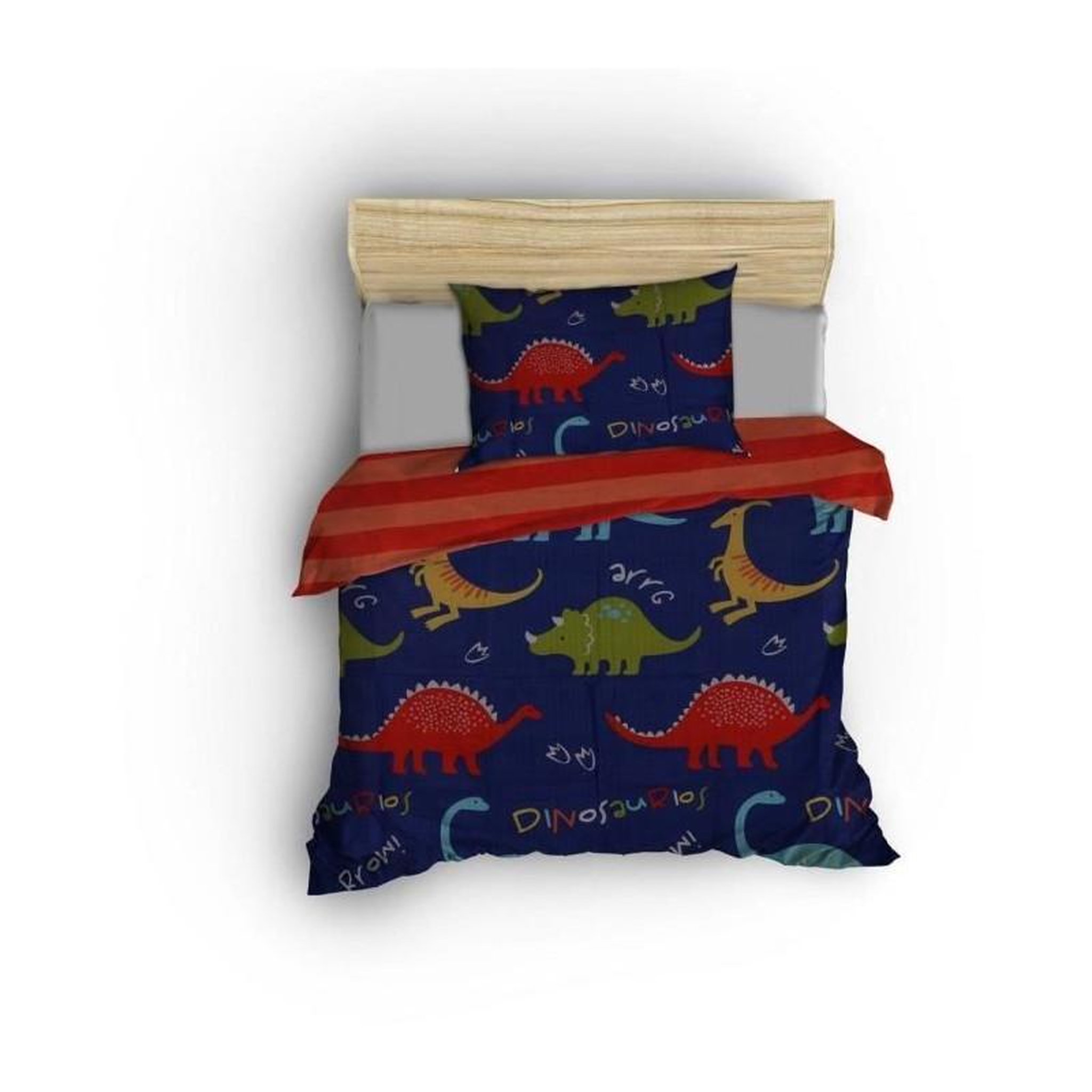 Voir la diapositive 2 : GENERIQUE Parure de lit - 1 housse de couette 220 x 240 cm + 2 taies d'oreiller 60 x 60 cm - 65% coton, 35% polyester - Bleu