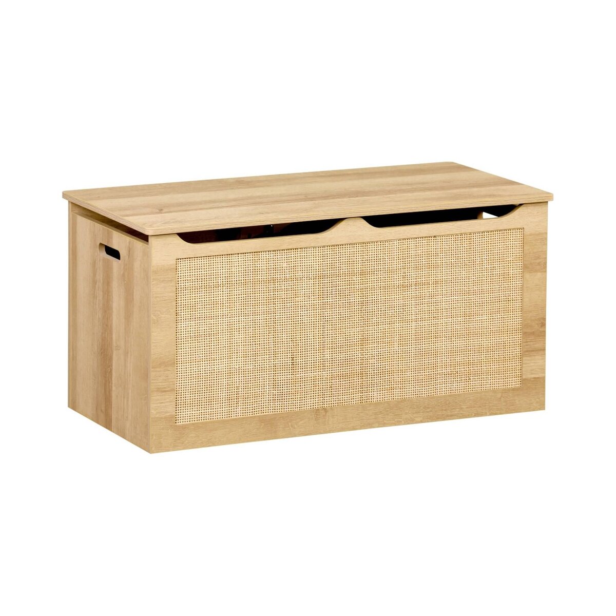 SWEEEK Coffre à jouets cannage. couvercle. poignées latérales pour chambre enfant