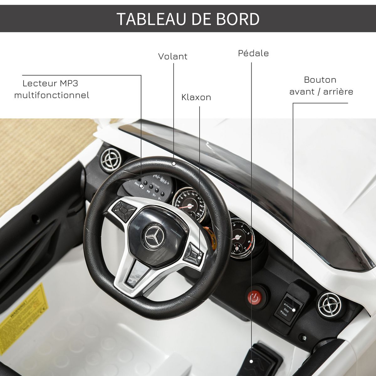 HOMCOM Voiture véhicule électrique enfant 6 V 7 Km/h max. télécommande effets sonores + lumineux Mercedes GLA AMG blanc