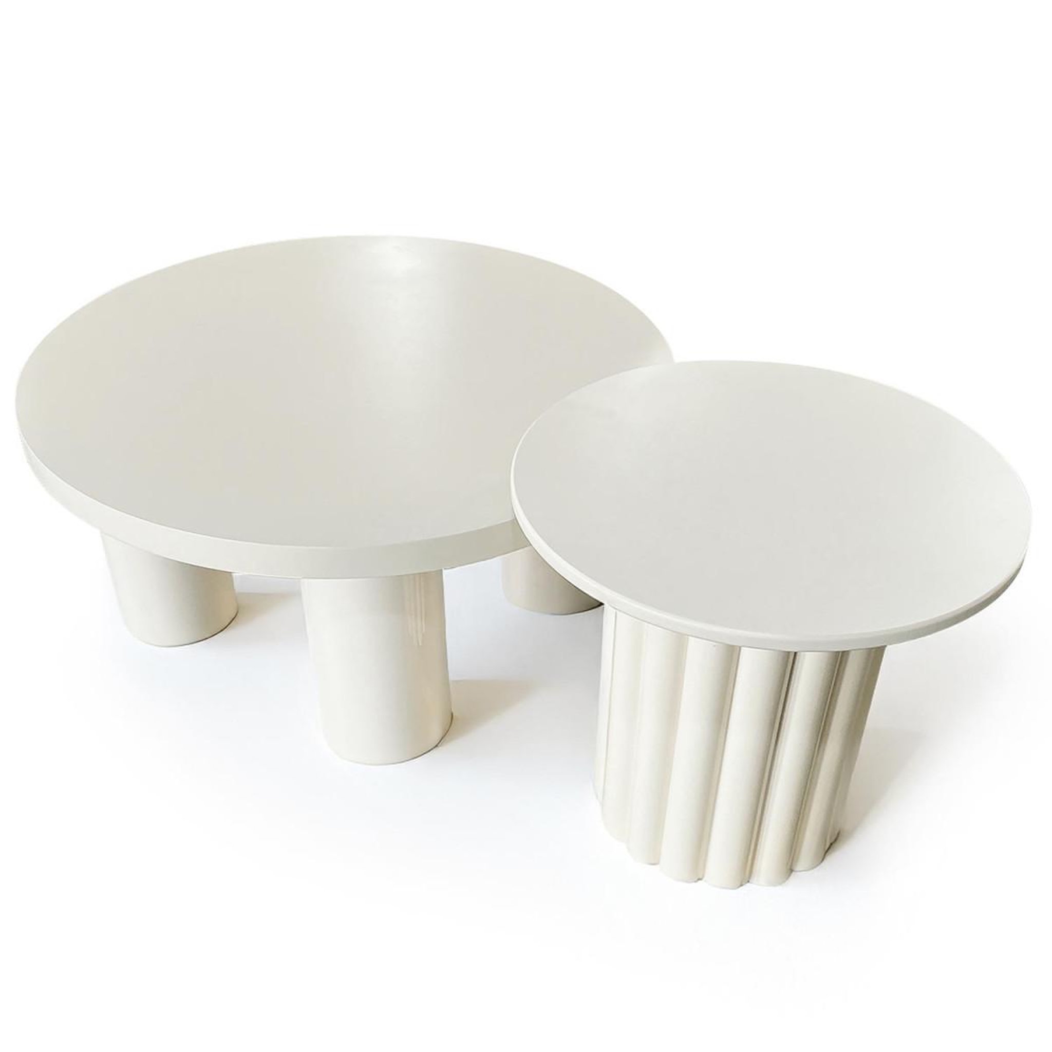 Voir la diapositive 2 : Paris Prix Lot de 2 tables basses rondes  ericka  80cm crème