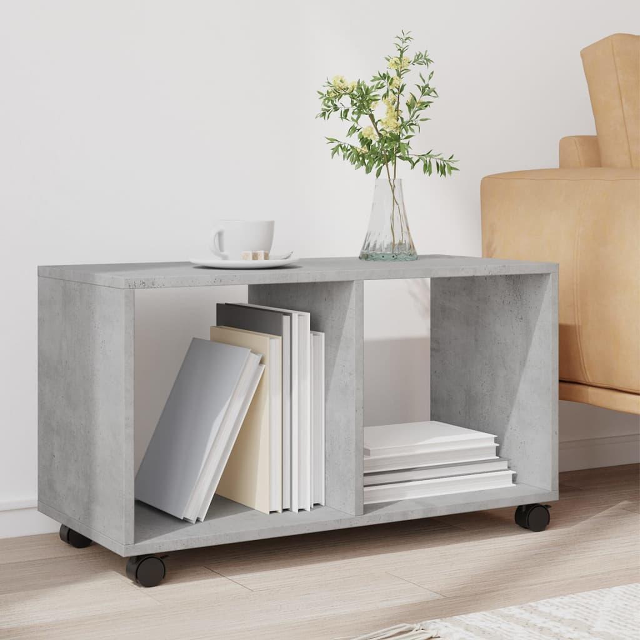 Voir la diapositive 3 : VIDAXL Armoire a roulettes gris beton 72x33x42,5 cm bois d'ingenierie