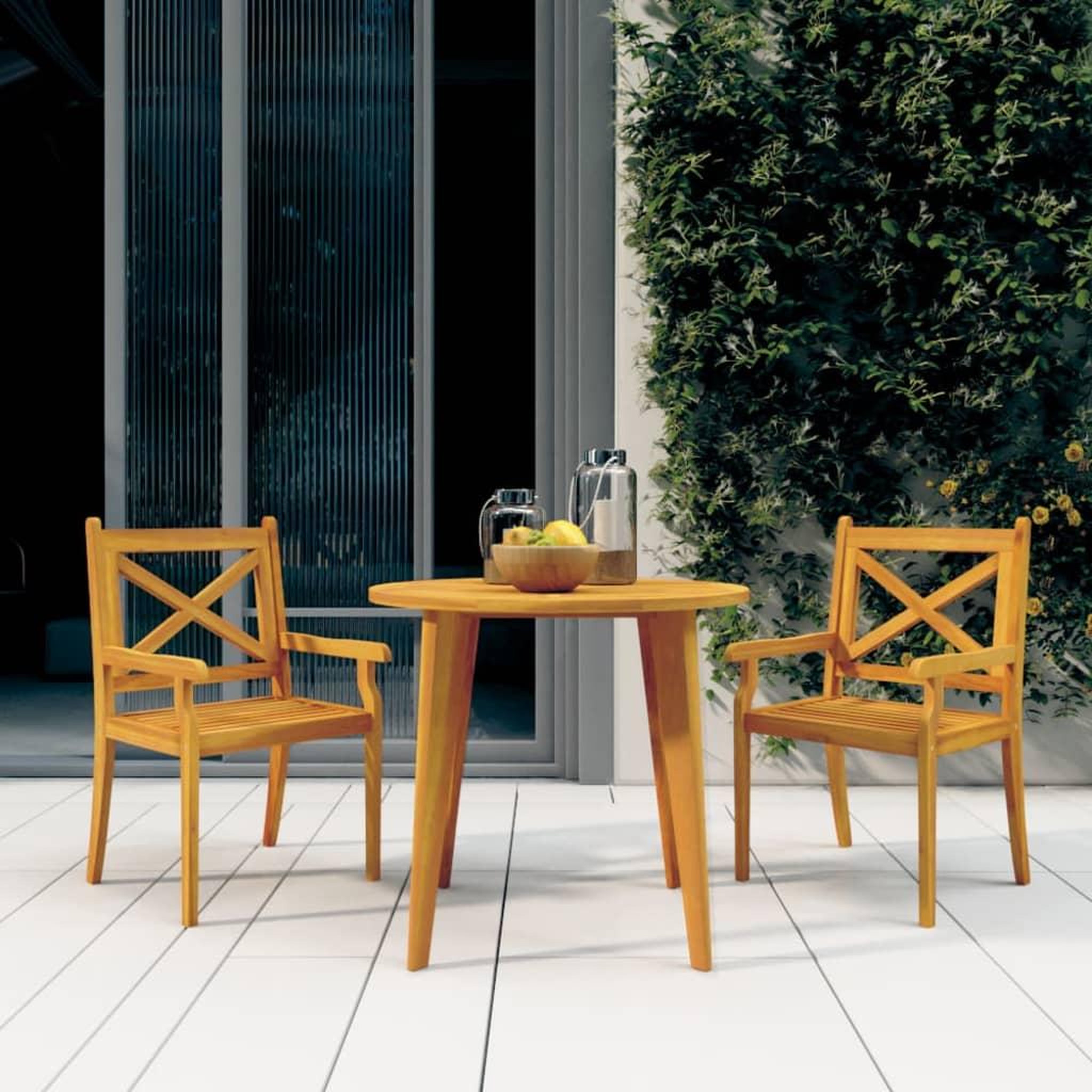 VIDAXL Ensemble a manger de jardin 3 pcs Bois d'acacia solide