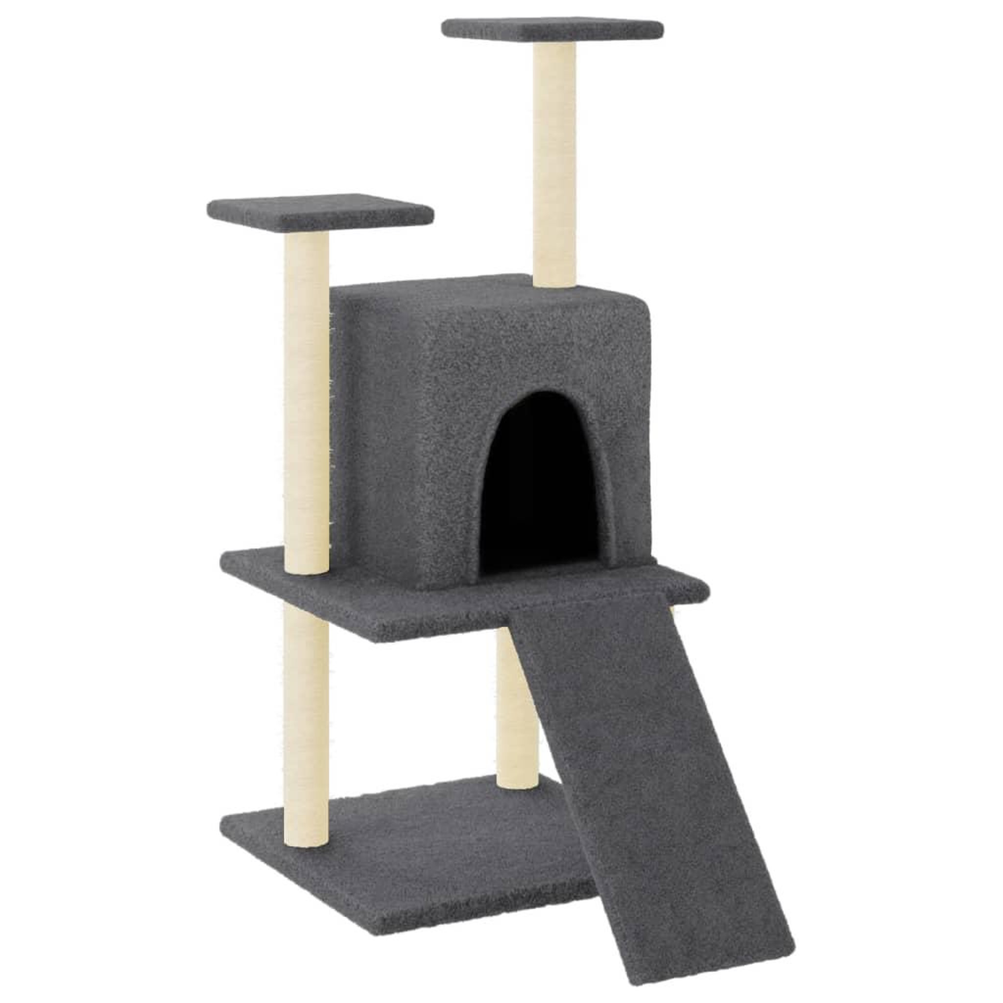 Voir la diapositive 2 : VIDAXL Arbre a chat avec griffoirs en sisal gris fonce 110 cm