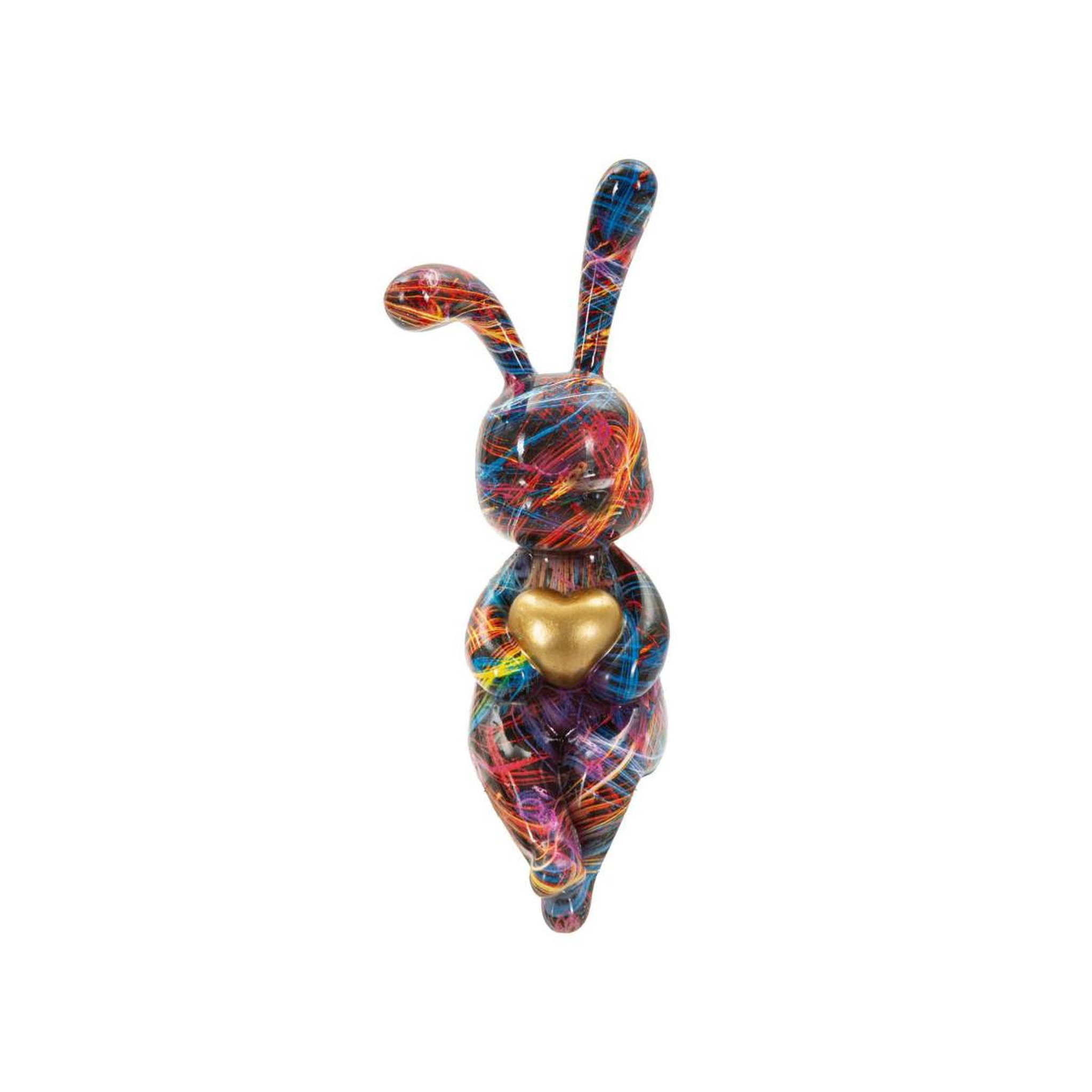 Voir la diapositive 2 : Paris Prix Lapin cœur en résine  psyco  23cm multicolore