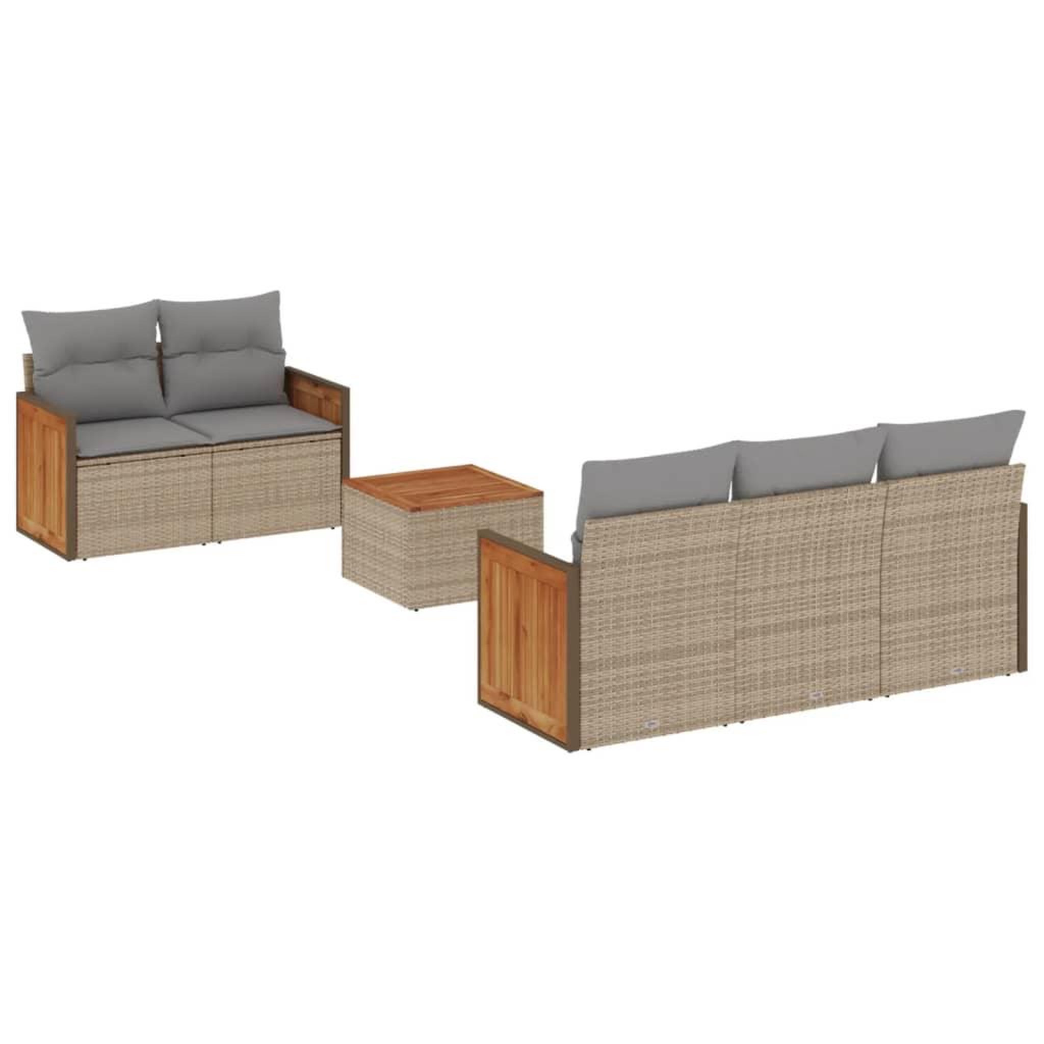 Voir la diapositive 2 : VIDAXL Salon de jardin avec coussins 6 pcs beige resine tressee
