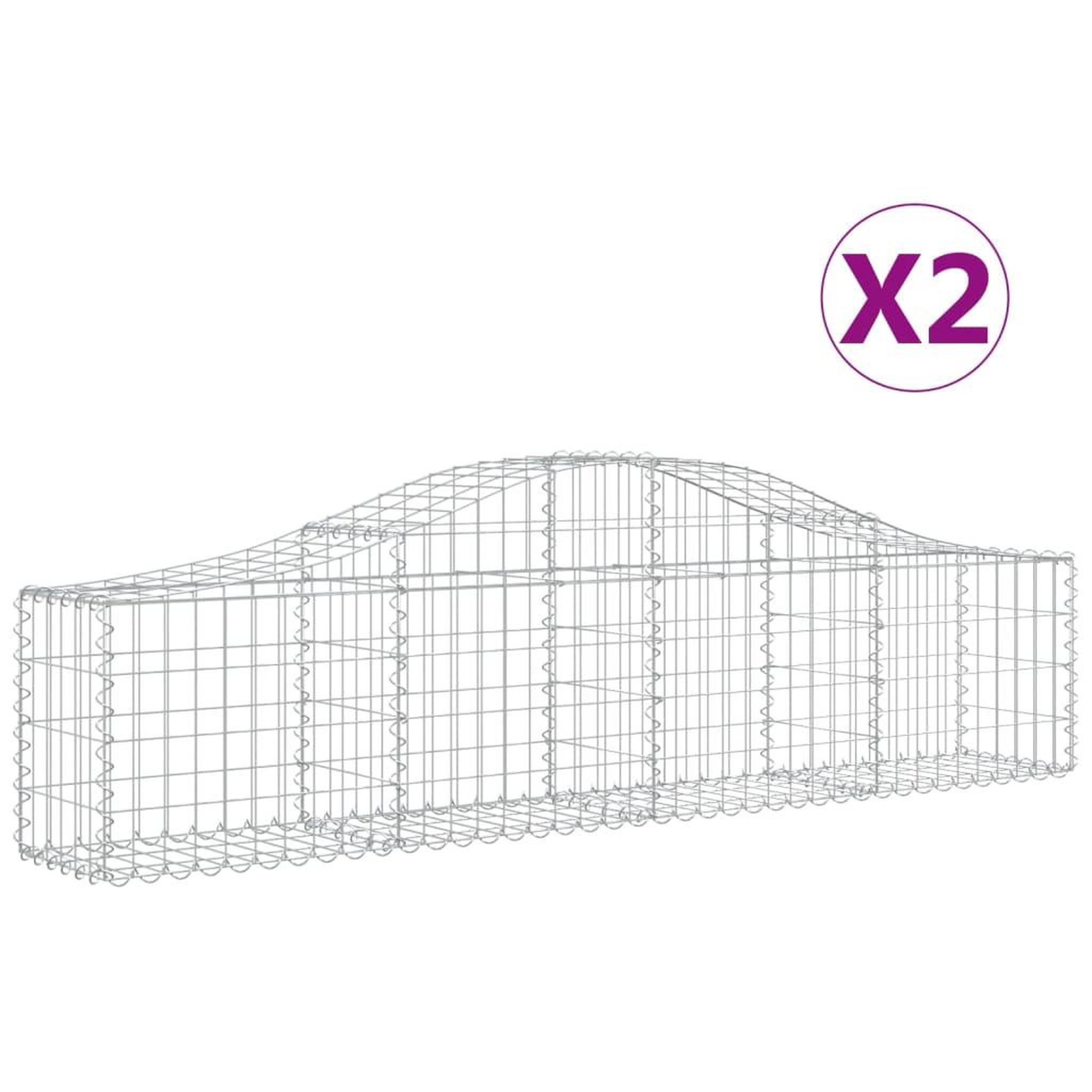 Voir la diapositive 2 : VIDAXL Paniers a gabions arques 2 pcs 200x30x40/60 cm Fer galvanise