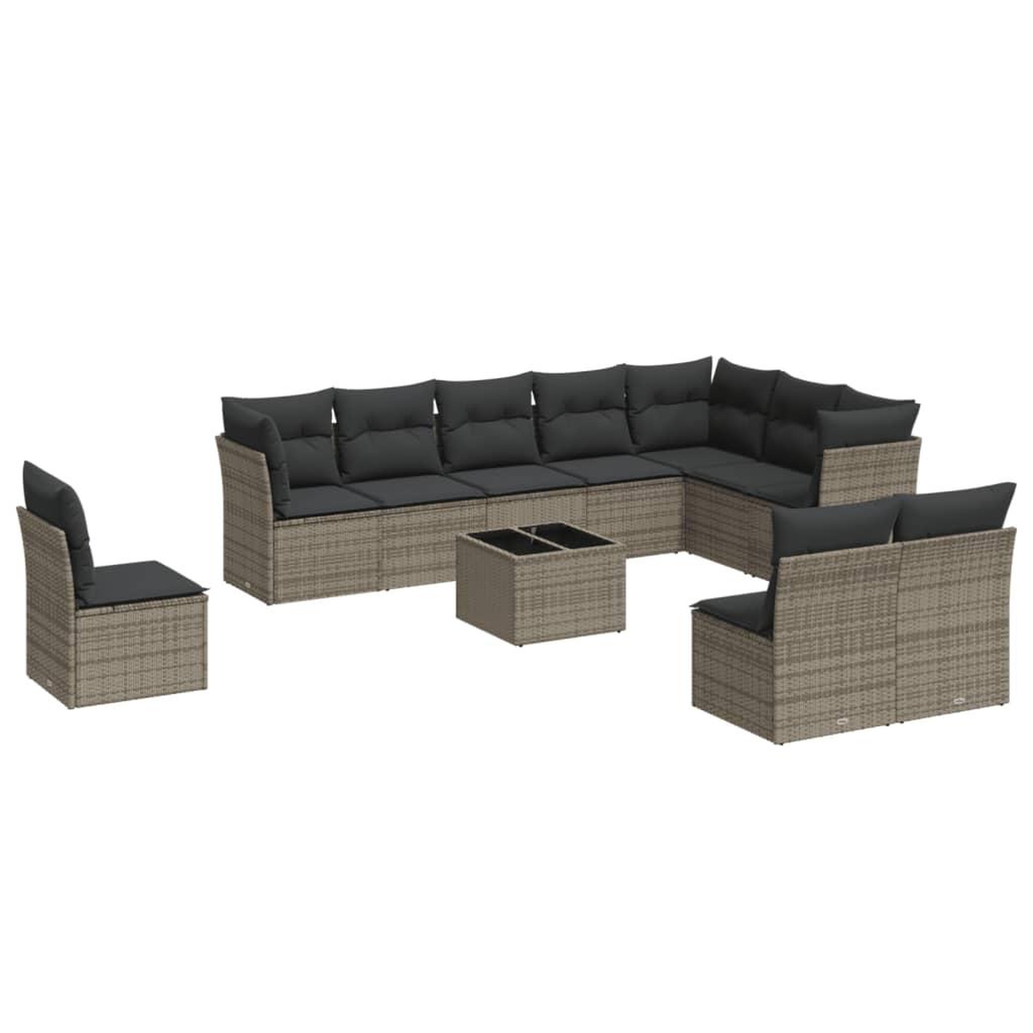 Voir la diapositive 2 : VIDAXL Salon de jardin 11 pcs avec coussins gris resine tressee