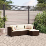 VIDAXL Salon de jardin 4 pcs avec coussins Marron Resine tressee