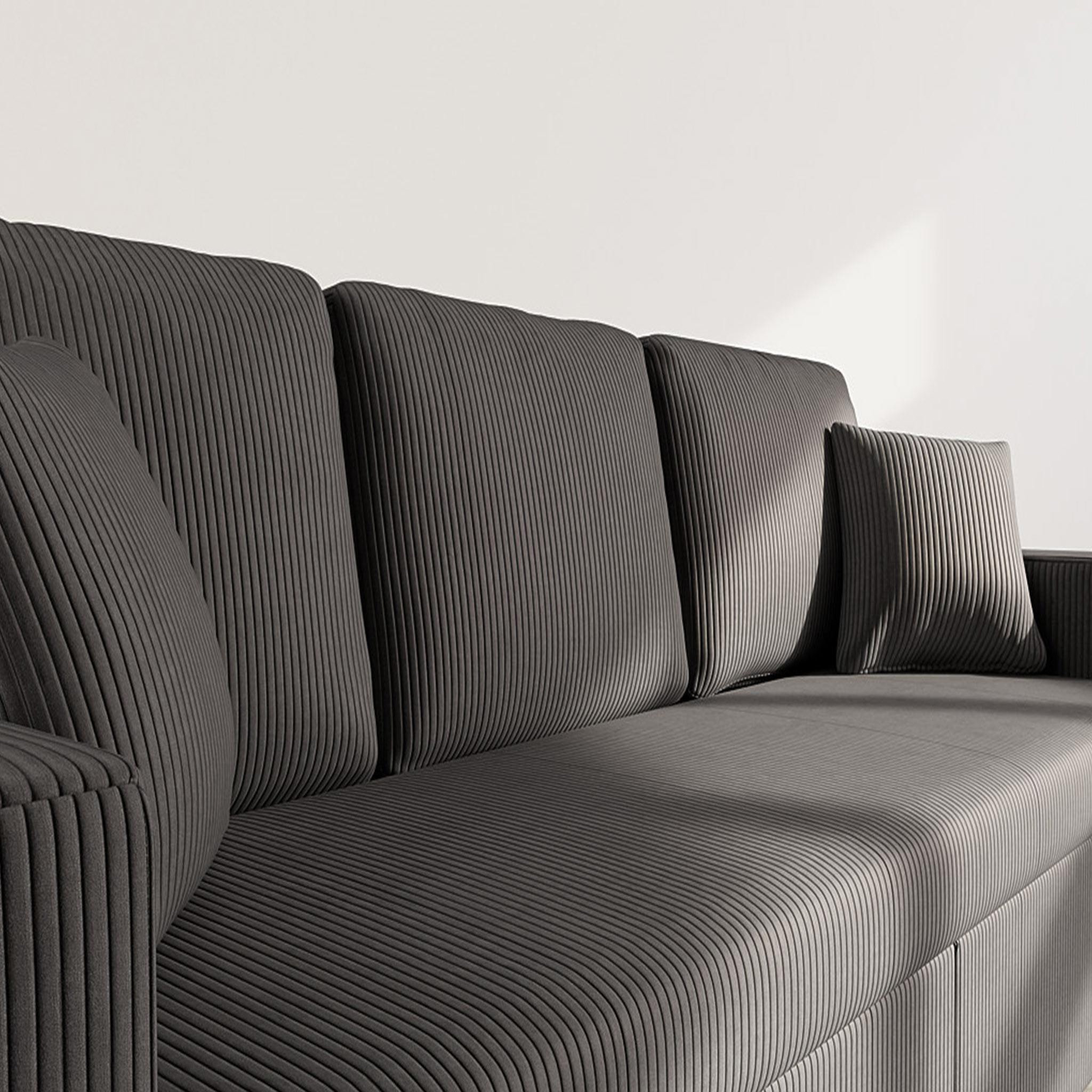 Voir la diapositive 5 : BEST MOBILIER Cyrus - canapé droit 3 places convertible en velours côtelé