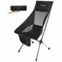 KINGCAMP Chaise de camping pliable avec grand dossier - Kingcamp - Noir - Sac de transport inclus