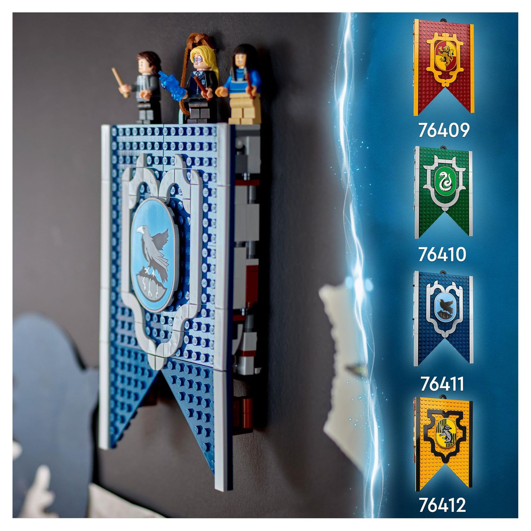 Voir la diapositive 7 : LEGO Harry Potter 76411 - Le blason de la maison Serdaigle, Jouet avec 3 Minifigurines et Diadème, Décoration Murale Salle Commune Château de Poudlard, Collection