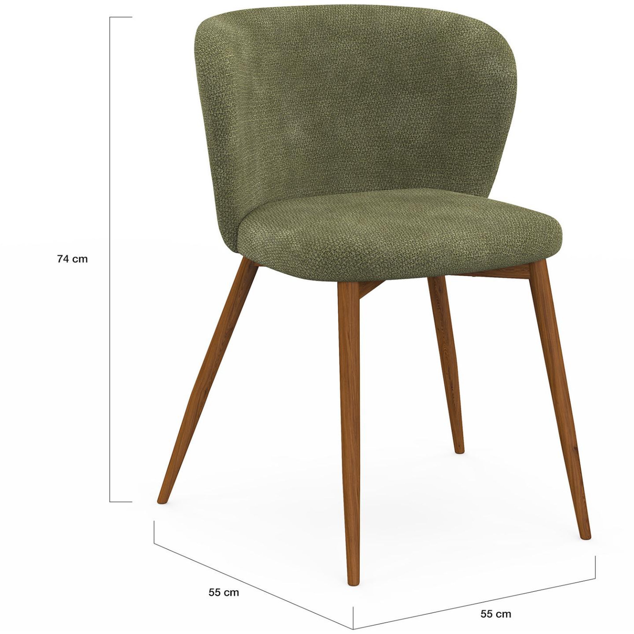 Voir la diapositive 5 : ID MARKET Lot de 4 chaises paulie en tissu chenille kaki pieds noyer pour salle à manger