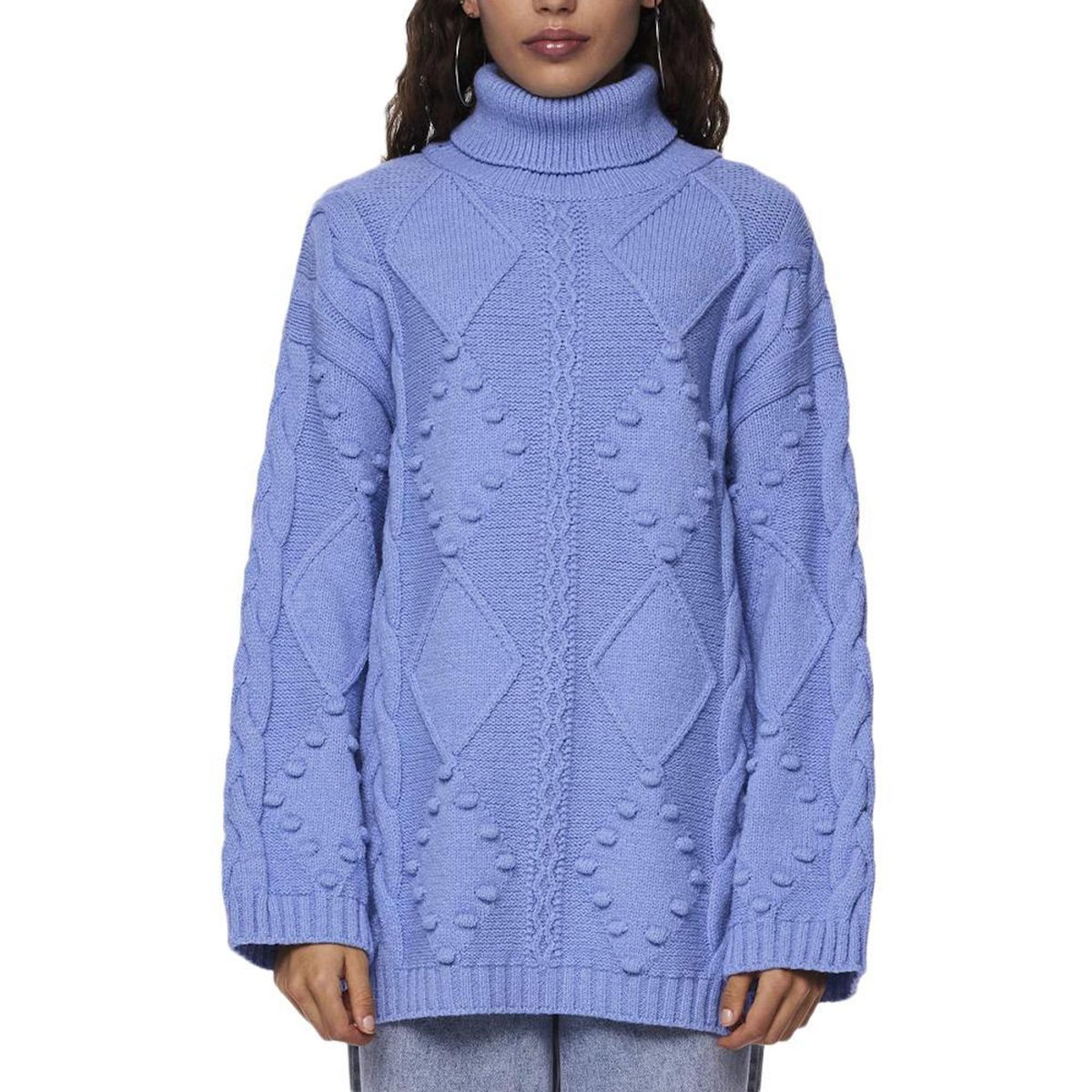 Pieces Pull Bleu  Femme Pieces Wide Sleeve