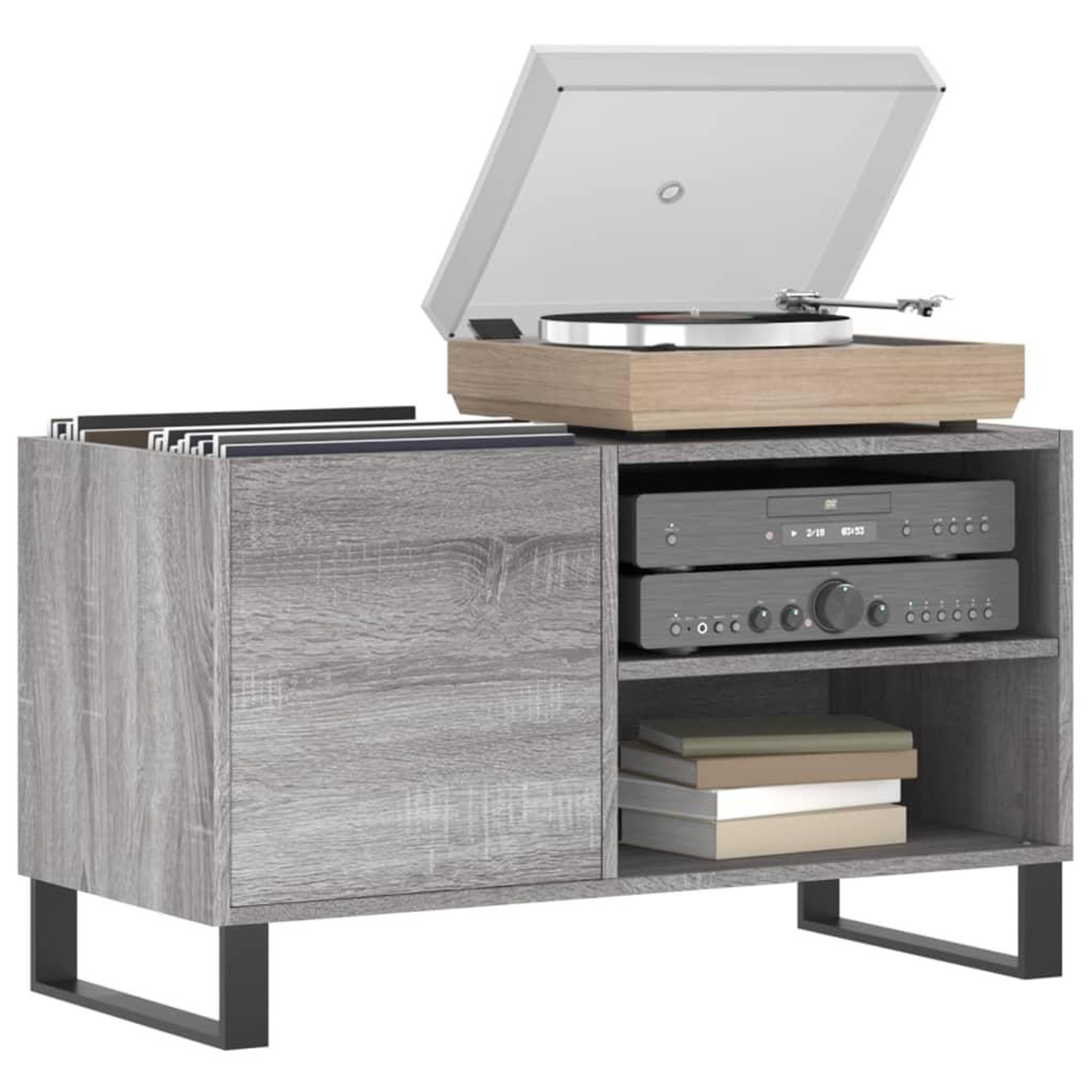 Voir la diapositive 3 : VIDAXL Armoire a disques sonoma gris 85x38x48 cm bois d'ingenierie