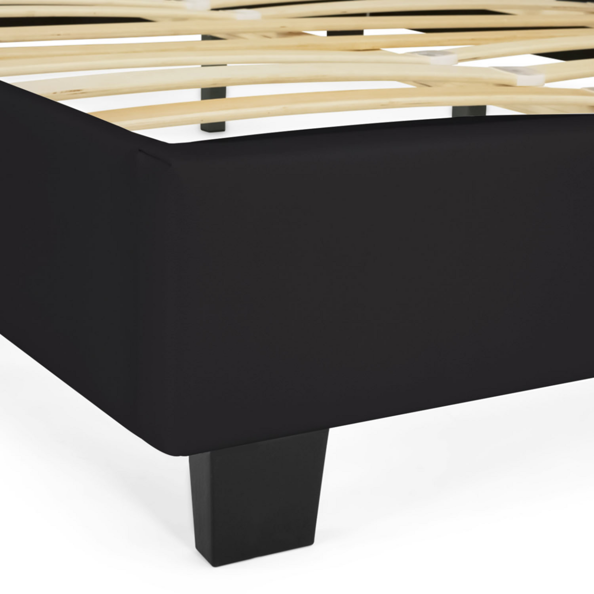 ID MARKET Lit double CHARLOTTE avec tête de lit et sommier 140 x 190 cm PVC noir