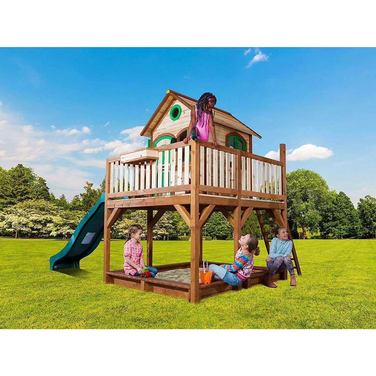 Axi House Axi Maisonnette LIAM Brun Vert sans agrès avec toboggan