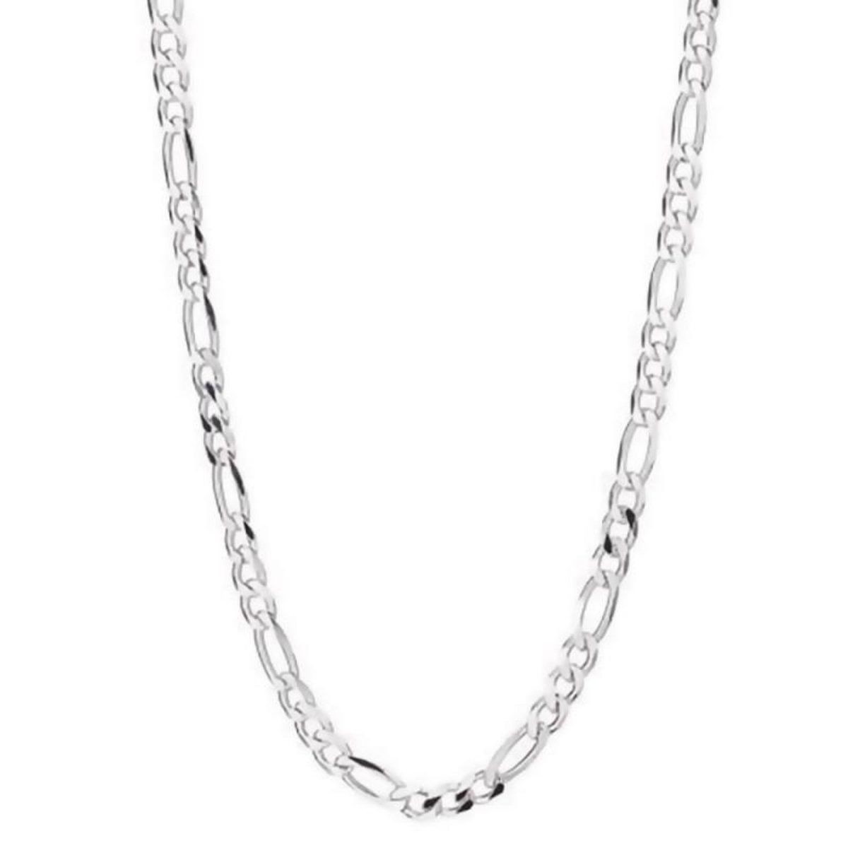 L'ATELIER D'AZUR Collier / Chaîne Homme Argent 925 - Maille Figaro Alternée 1+3 - 60cm