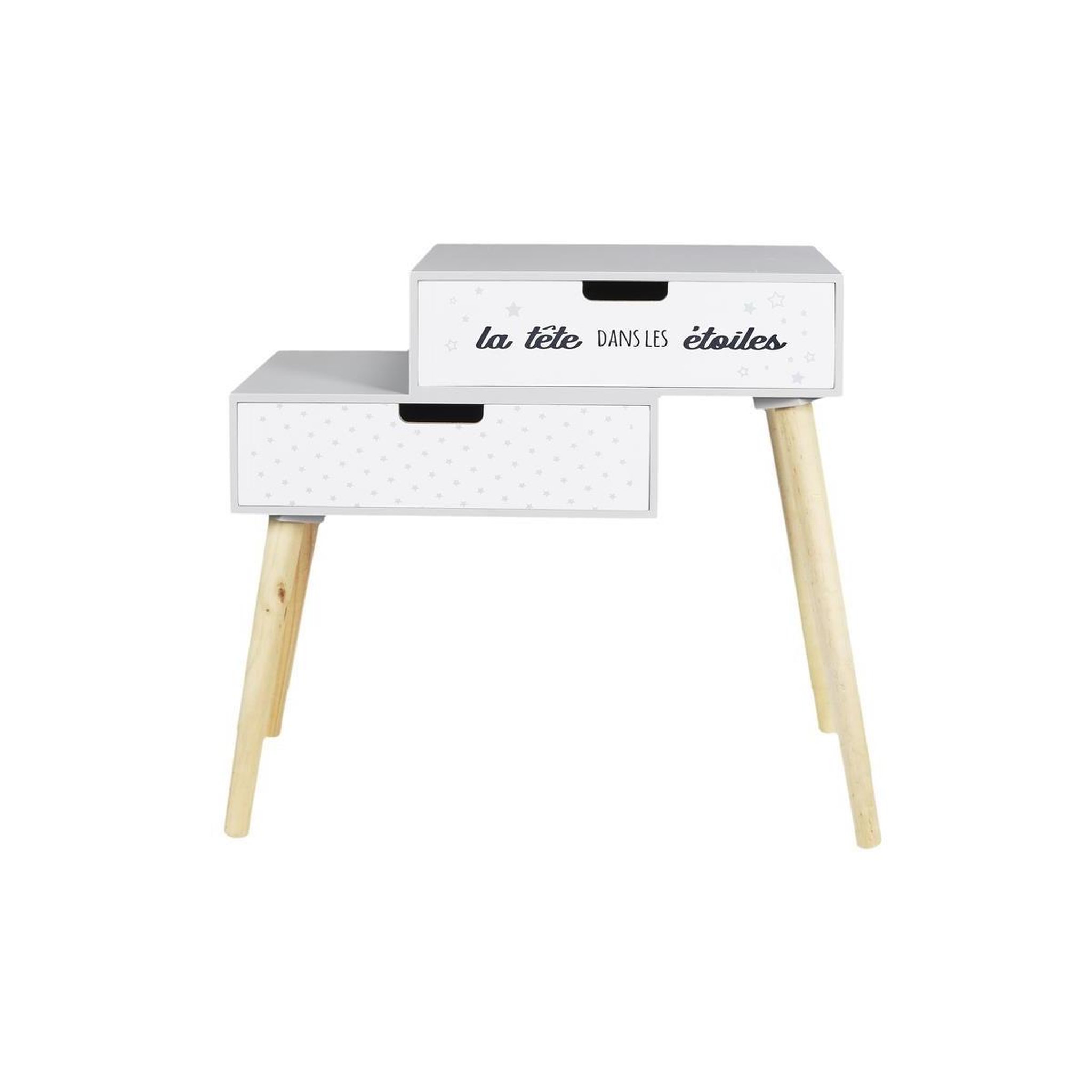 HOME DECO KIDS Table de chevet enfant  étoiles  54cm gris