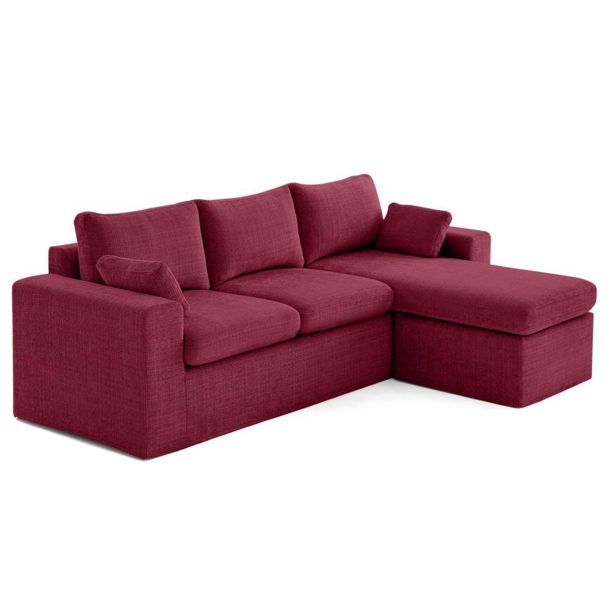 LISA DESIGN Calgary - canapé d'angle déhoussable et modulable 3 places + 1 pouf en velours texturé