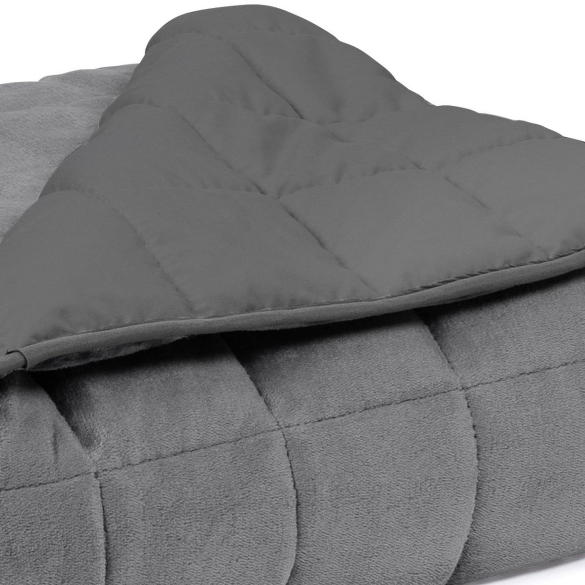 ID MARKET Couverture lestée 150x200 CM CELESTE bicolore gris clair et gris 9 kg