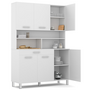 Voir la diapositive 4 : ID MARKET Buffet de cuisine 120 CM CINA 6 portes + tiroir blanc et blanc brillant