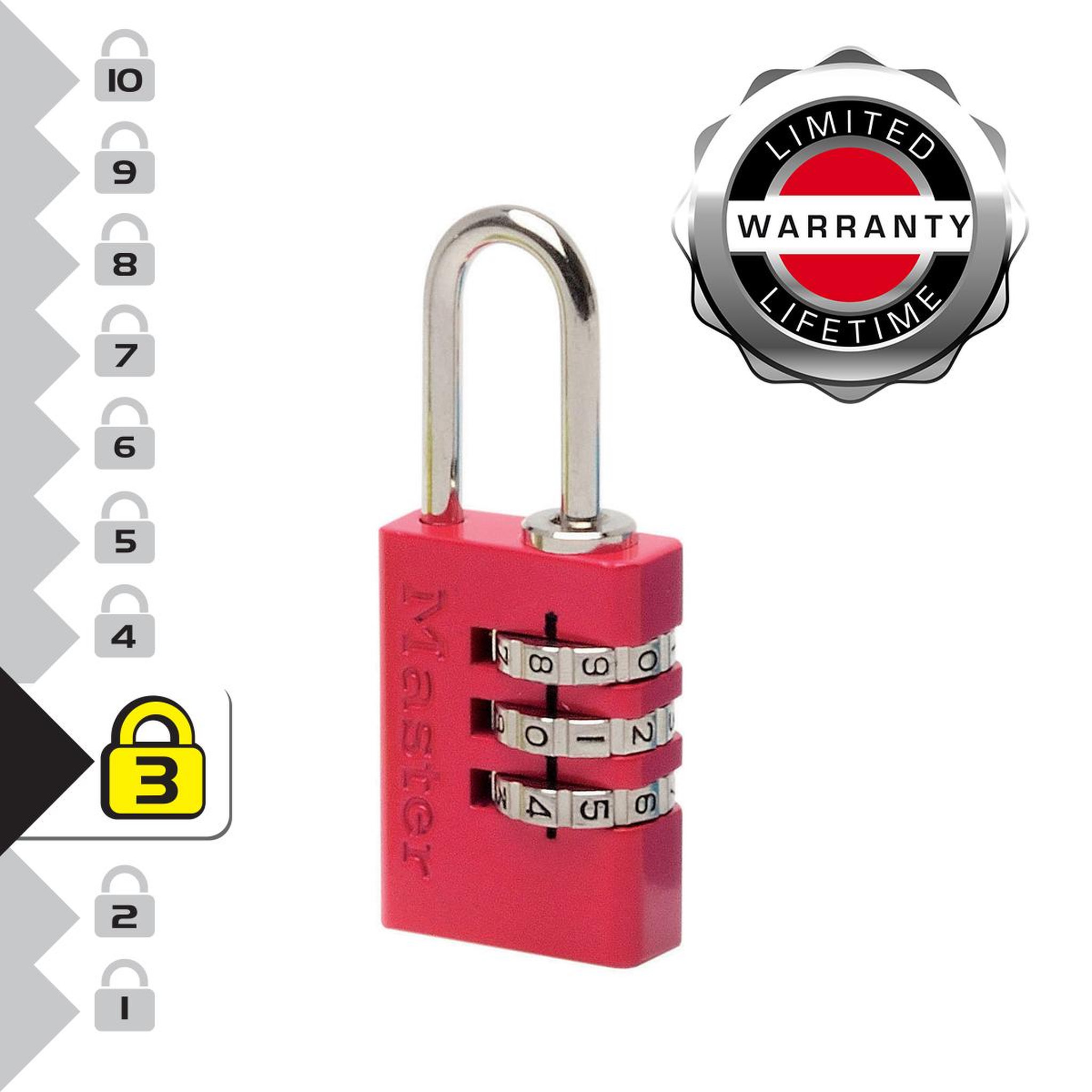 Master lock 7620EURDCOLCC Cadenas à Combinaison Programmable en Aluminium, Couleur Aléatoire, 2 x 5,5 x 0,9 cm