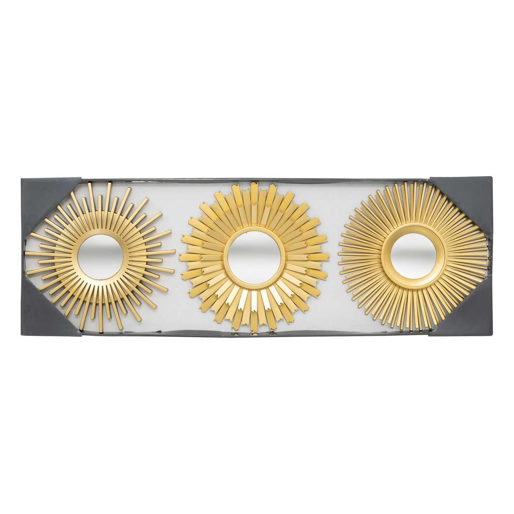 Voir la diapositive 2 : ATMOSPHERA Lot de 3 miroirs soleil - diam. 25 cm - doré
