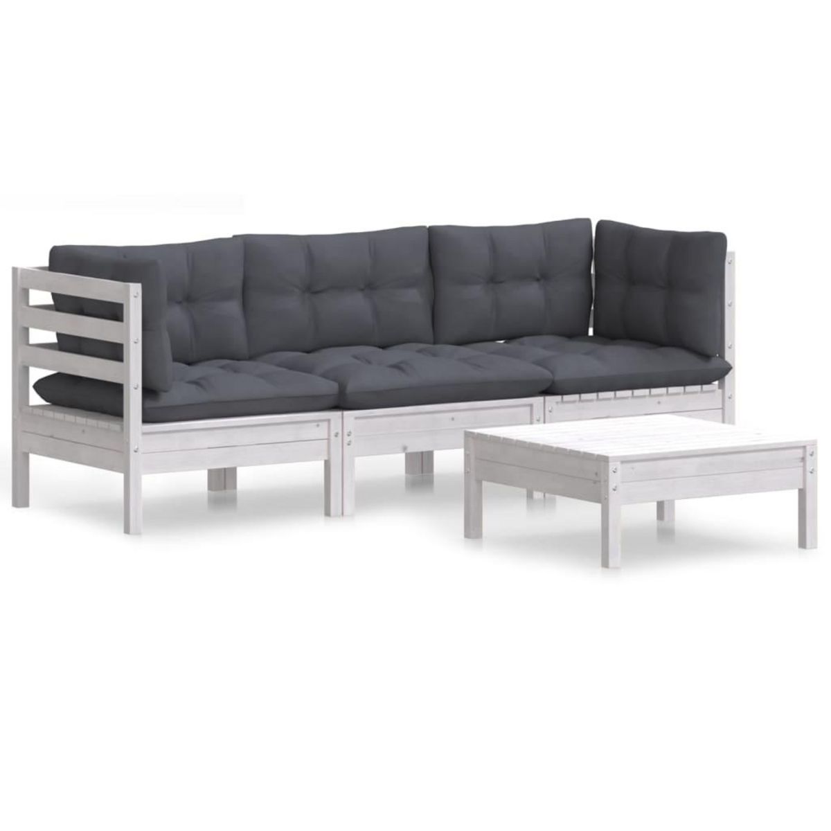 VIDAXL Salon de jardin 4 pcs avec coussins anthracite Bois de pin