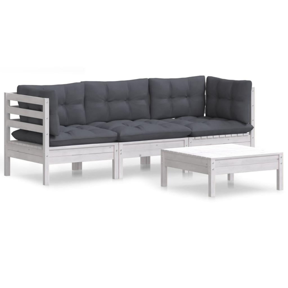 VIDAXL Salon de jardin 4 pcs avec coussins anthracite Bois de pin