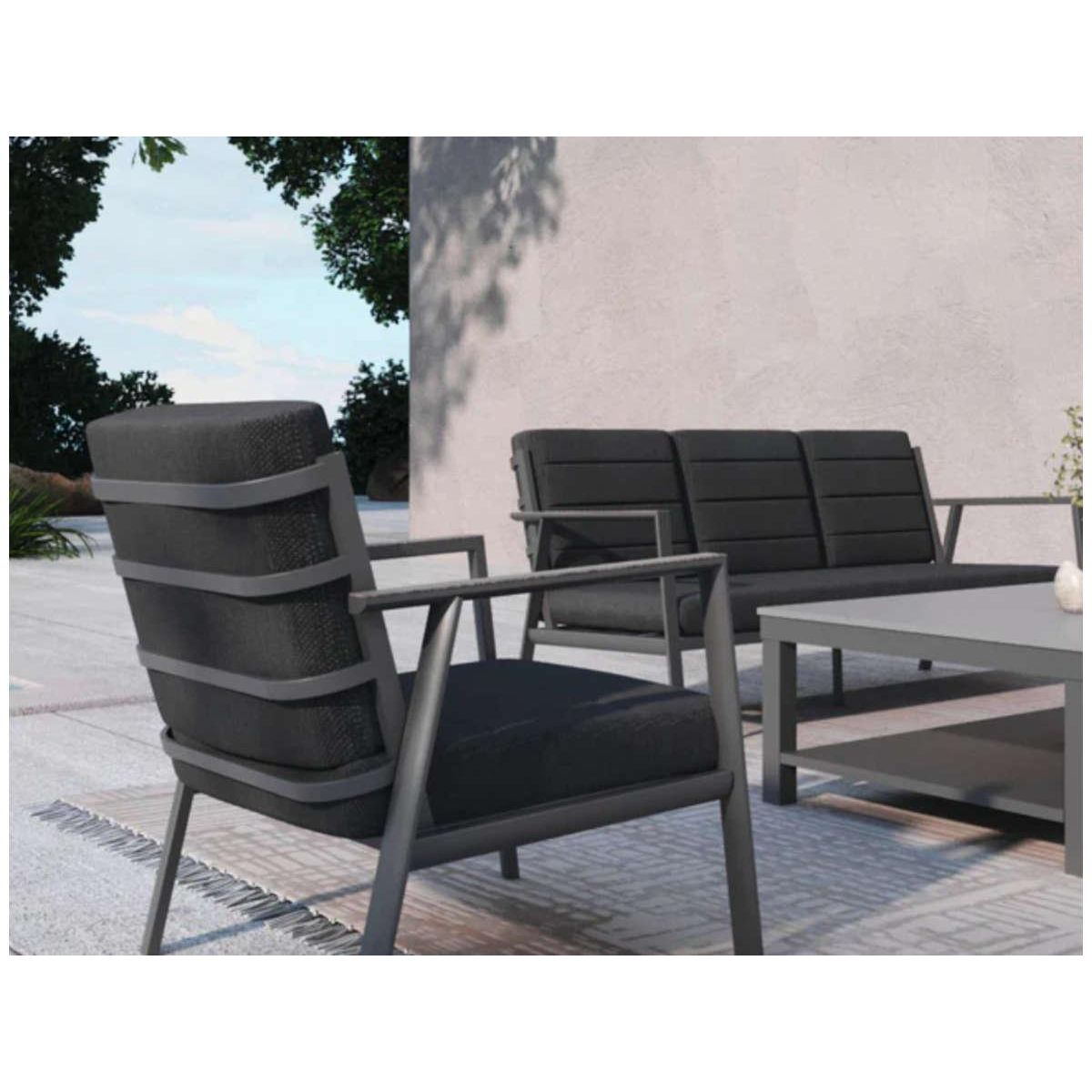 JARDIDECO Salon de jardin Catalina structure aluminium - 5 places - Jardideco