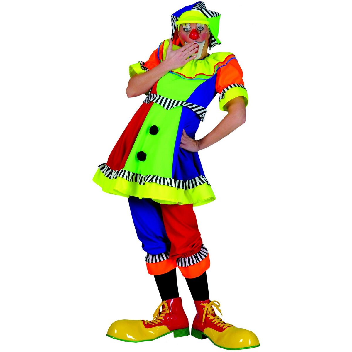FUNNY FASHION Deguisement Carnaval : Costume De Spanky Le Clown Rayé - L