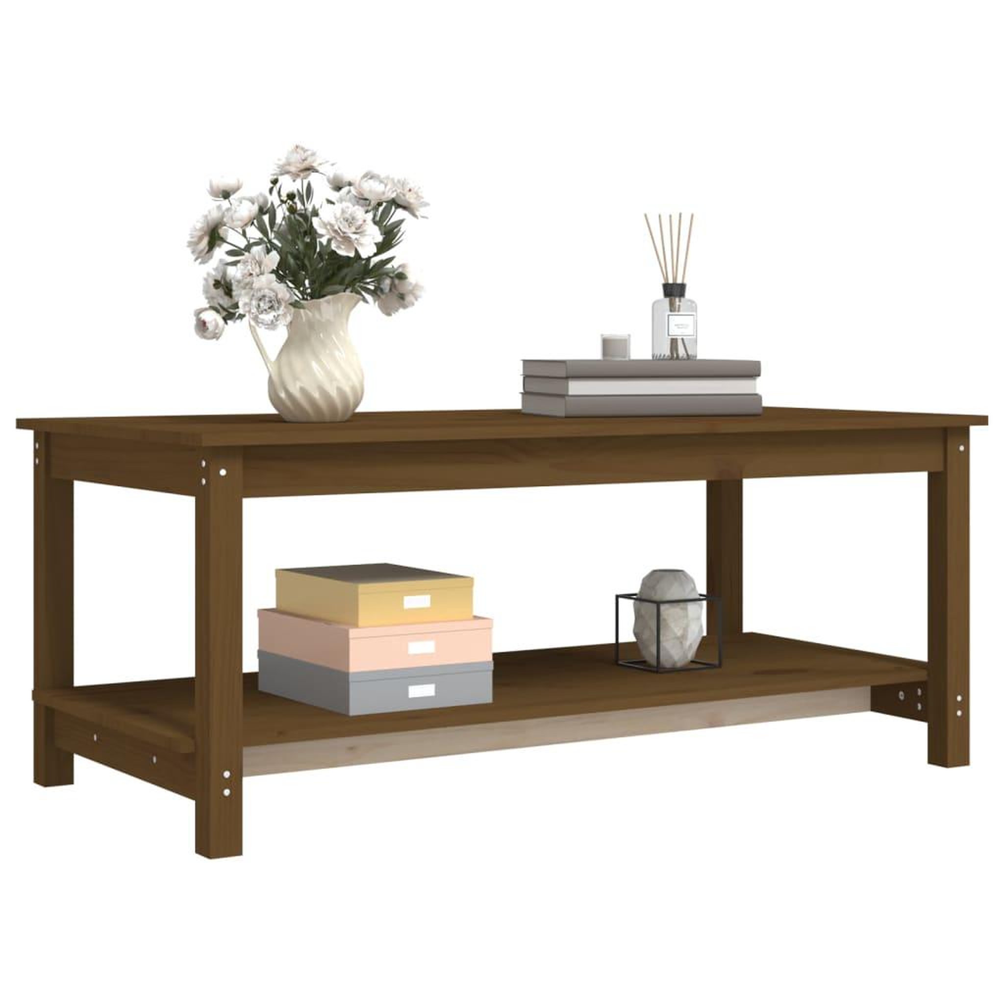 Voir la diapositive 4 : VIDAXL Table basse Marron miel 110x55x45 cm Bois massif de pin