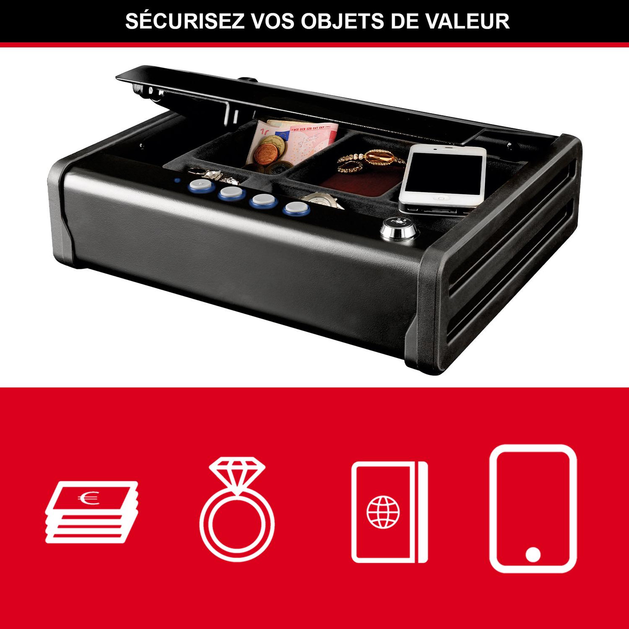 Voir la diapositive 3 : Master lock Petit coffre-fort [combinaison electronique] mld08e