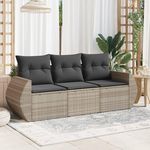 VIDAXL Salon de jardin avec coussins 3 pcs gris clair resine tressee