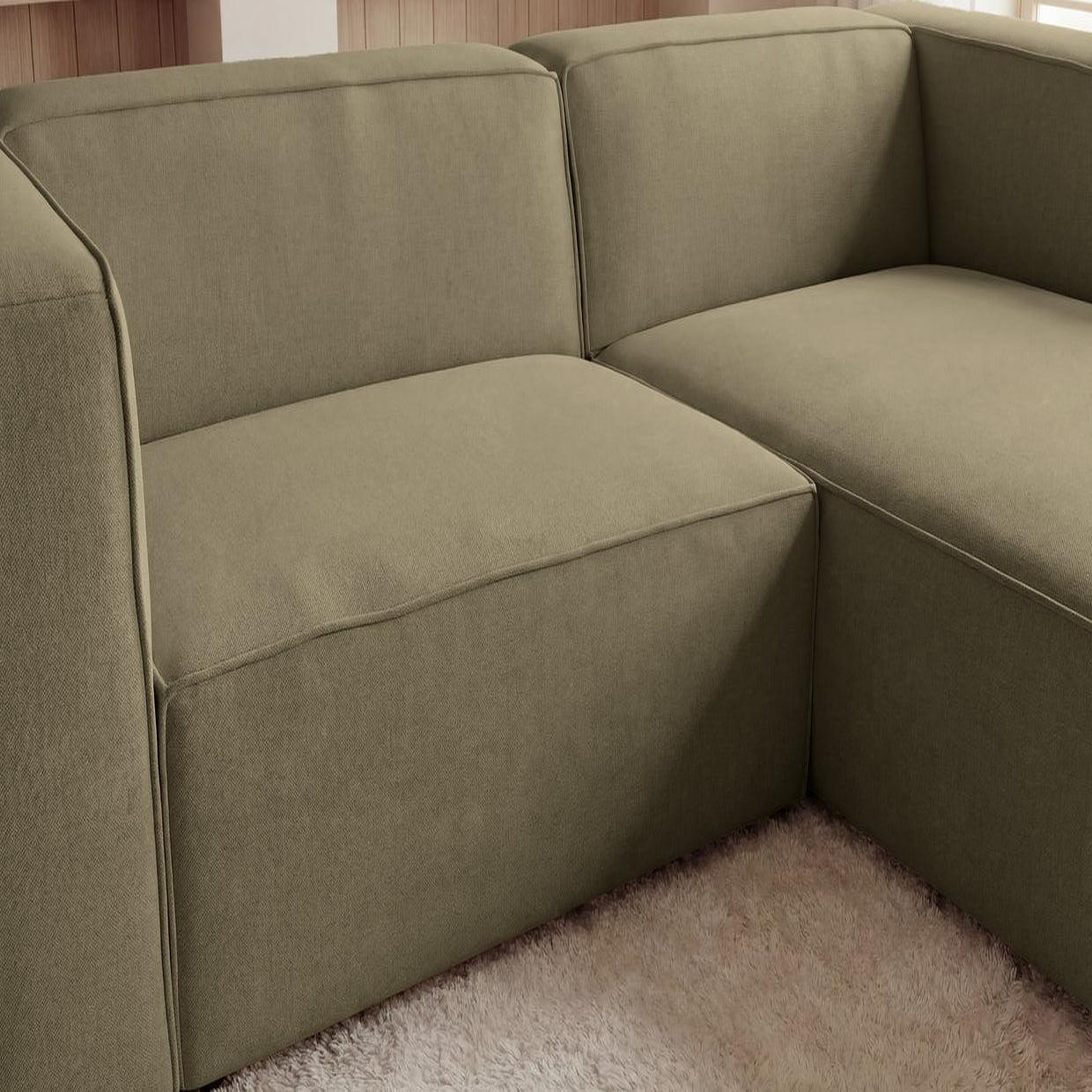 Voir la diapositive 4 : CASANOVA PARIS Basil - canapé d'angle tissu lisse 4 places