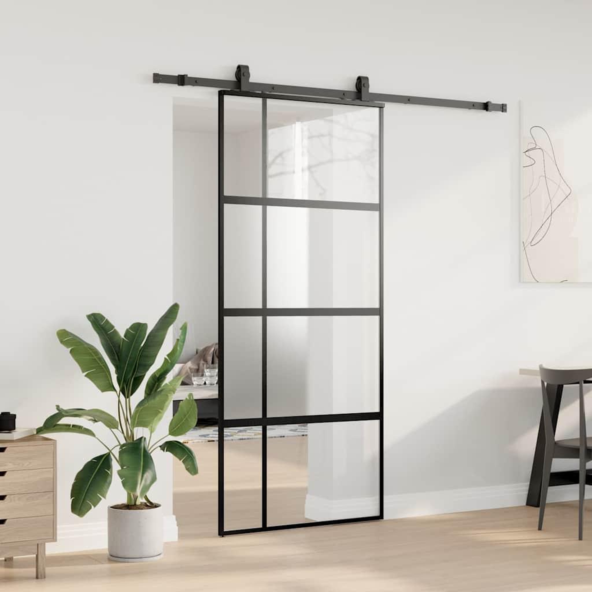 Voir la diapositive 3 : VIDAXL Porte coulissante avec kit de quincaillerie noir 90x205 cm