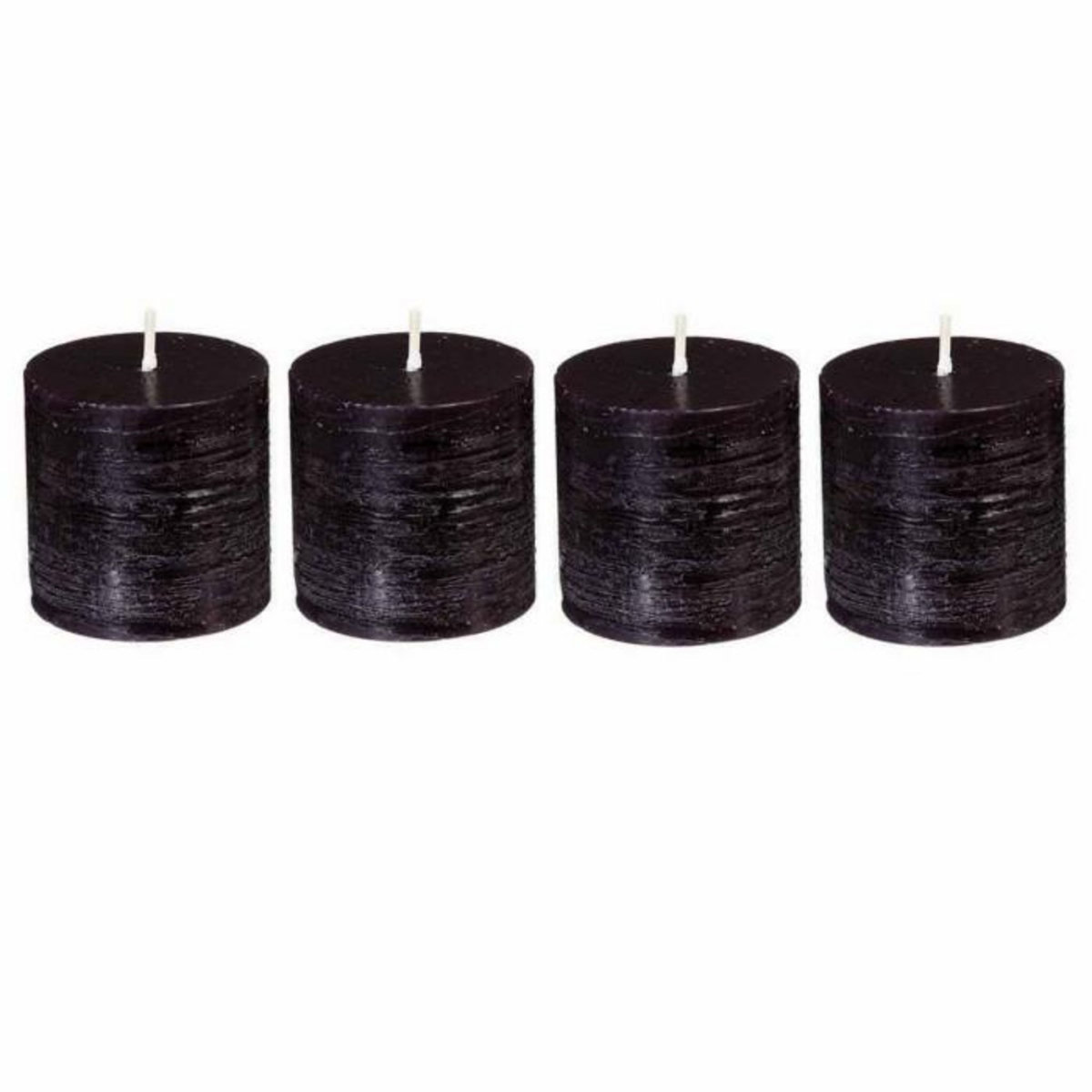 COMPTOIR DE LA BOUGIE Lot de 4 Bougies Votives  Rustic  4,5cm Noir