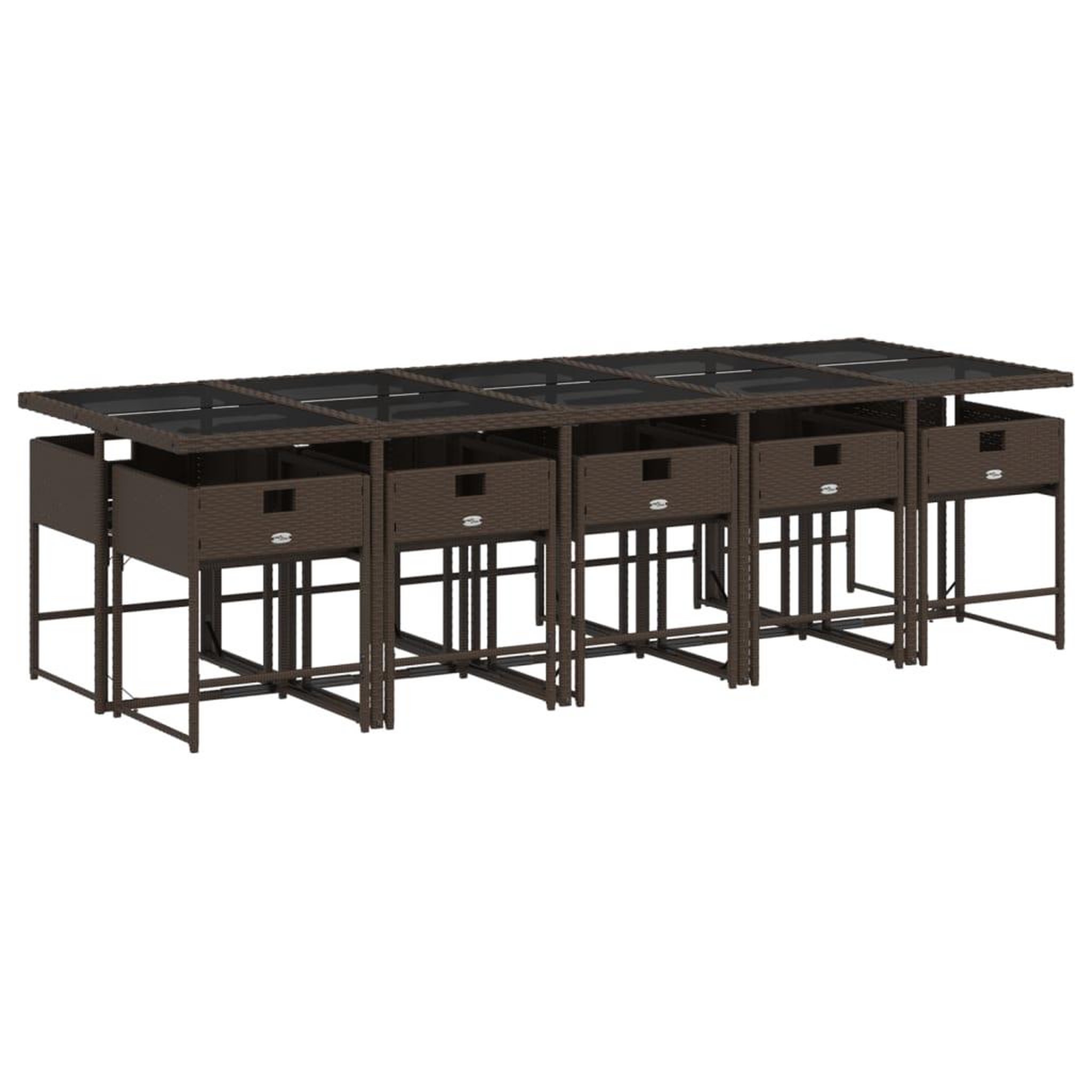 Voir la diapositive 3 : VIDAXL Ensemble a manger de jardin et coussins 11 pcs marron rotin