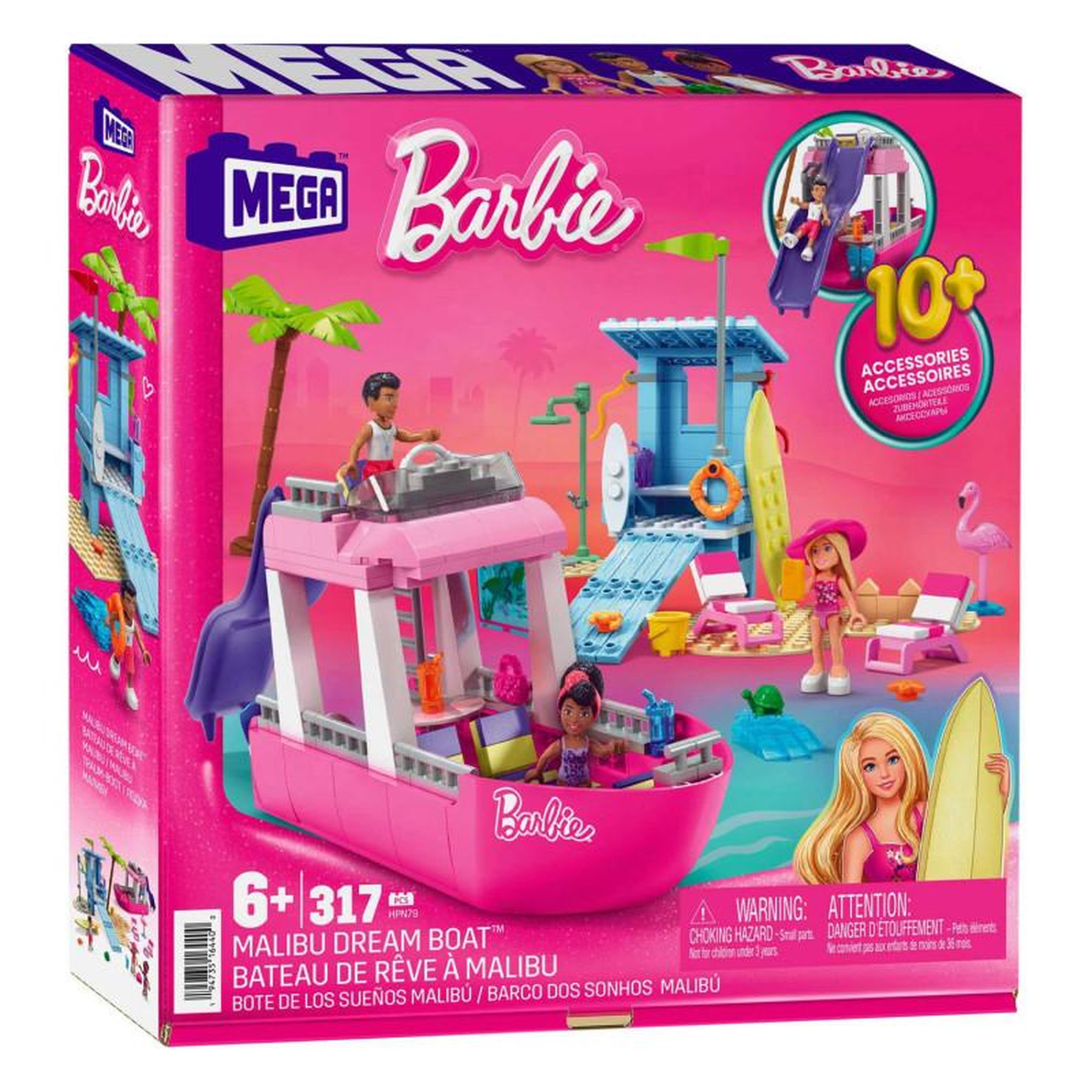 MATTEL Mattel - Barbie Mega Dreamboat Building Set, 317dlg. HPN79