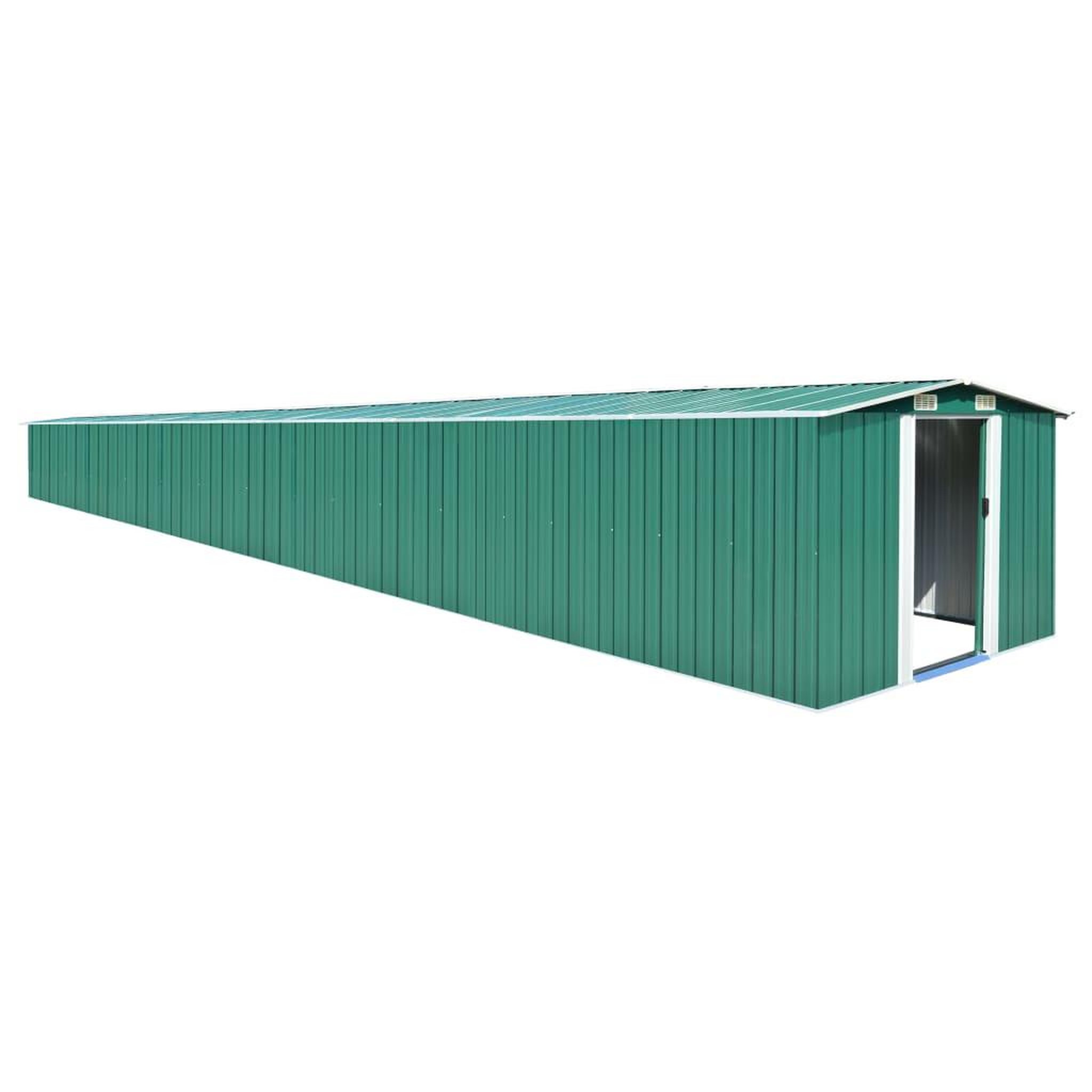 Voir la diapositive 1 : VIDAXL Abri de jardin Vert 257x990x181 cm Acier galvanise