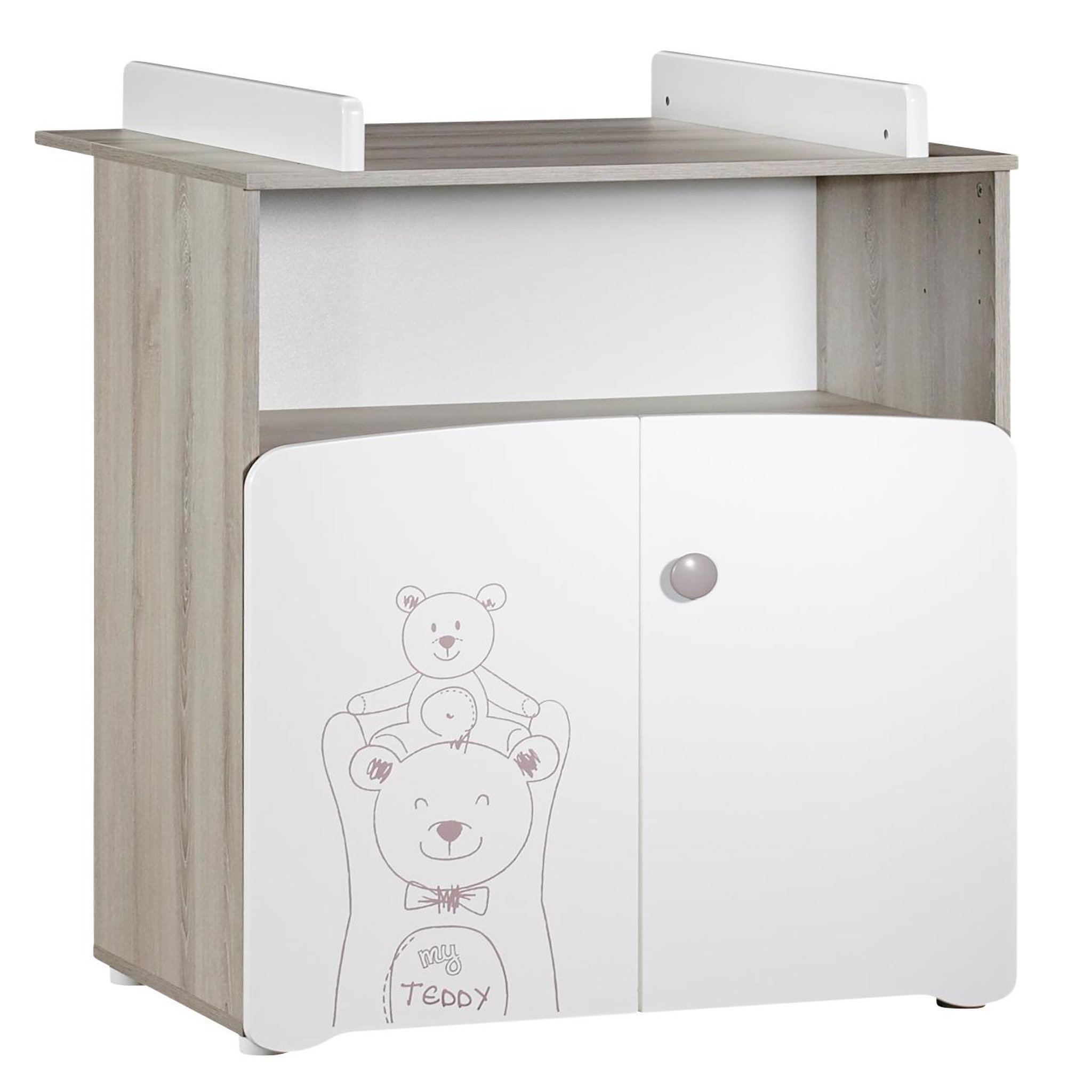 Voir la diapositive 1 : BABY PRICE Commode à langer 2 portes + 1 grande niche TEDDY