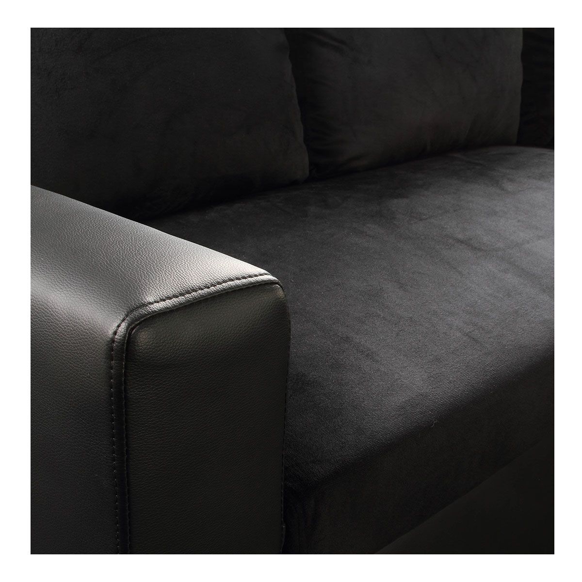  Canapé d'angle 3 places réversible et convertible MATHILDE coloris noir 