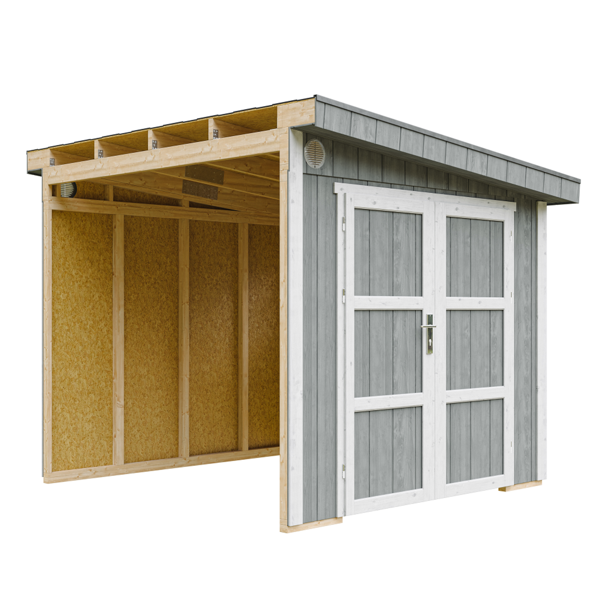 Voir la diapositive 1 : TIMBELA Abri de jardin qualité premium 5,9 m² 231x248x294 cm sans plancher et paroi latérale m938b
