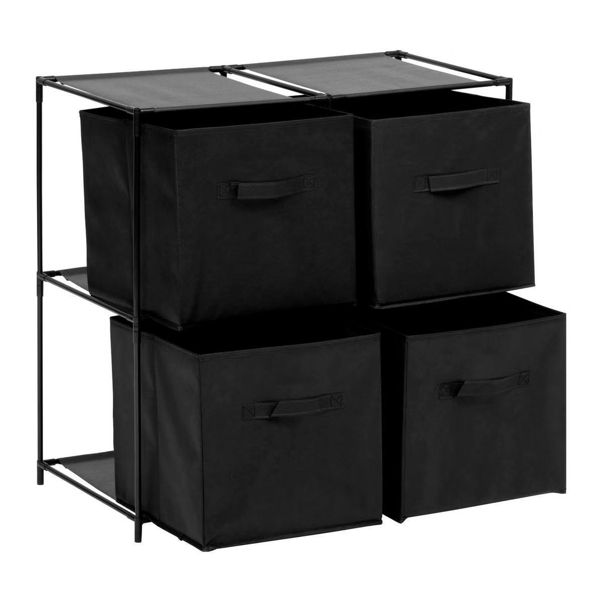 Voir la diapositive 2 : FIVE Étagère 4 cases & 4 boîtes  mix n'modul  68cm noir