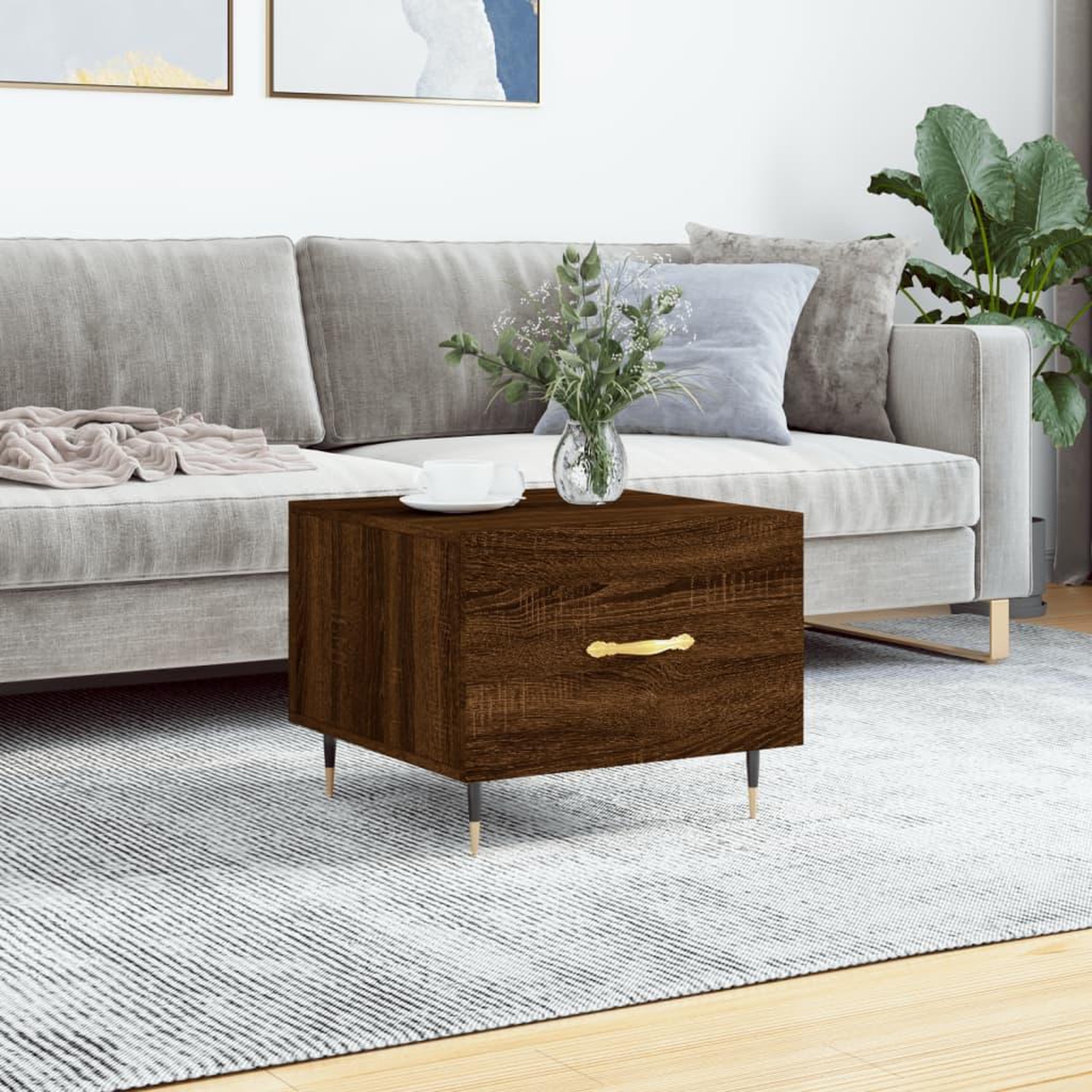 VIDAXL Table basse Chene marron 50x50x40 cm Bois d'ingenierie